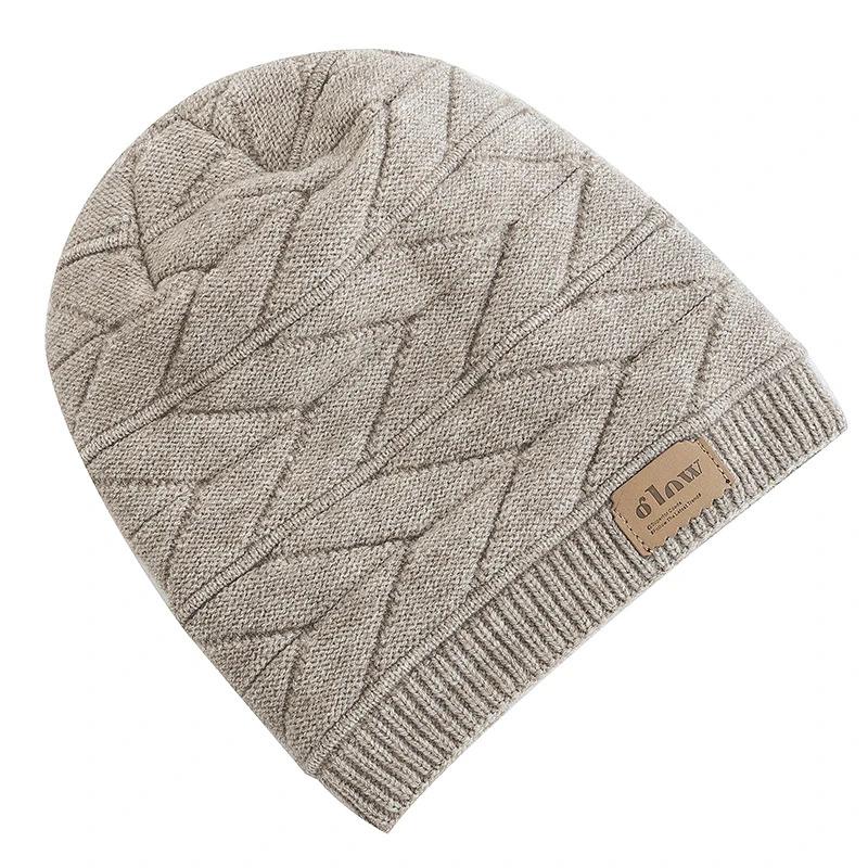 New Unisex Beanie Hats For Men & Women Outdoor Ski Sports Winter Hat Letter Label Decor Plush Fur Lined Warm Knitted Hat