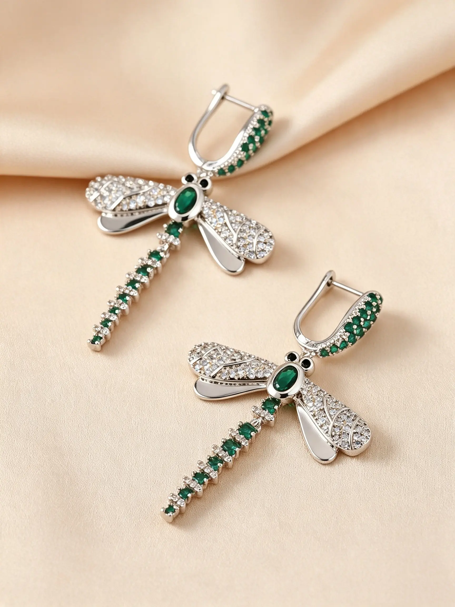 Fashionable Luxury Dragonfly Zircon Earrings for Women, Unique Design Long Tassel Ear Rings, Creative Jewelry Accessories
