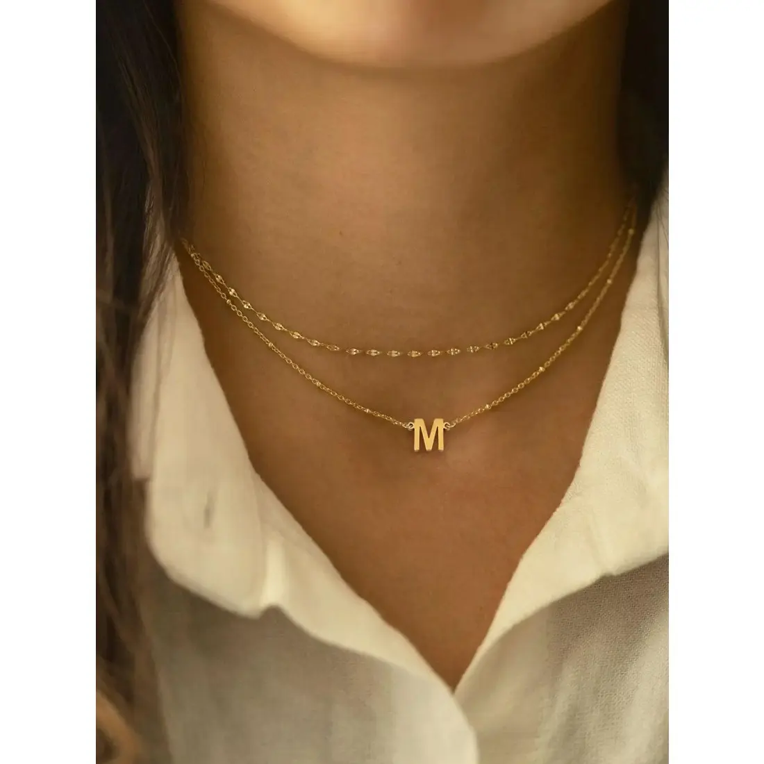 Simple Letter Detail Initial Pendant Necklace & Chain Necklace Set, Dainty Initial Necklaces, Fashion Jewelry for Party, Daily Decor, Trendy All-match & Exquisite Jewelry for Birthday Gift