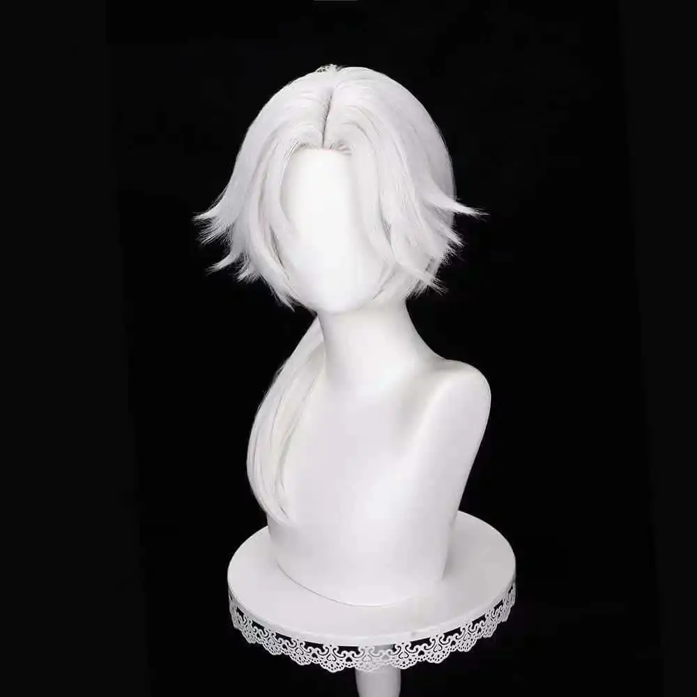 Anime The Freak Circus Pierrot Cosplay Wig Men Women Silvery White Long Hair Heat Resistant Synthetic Wigs Carnival Prop