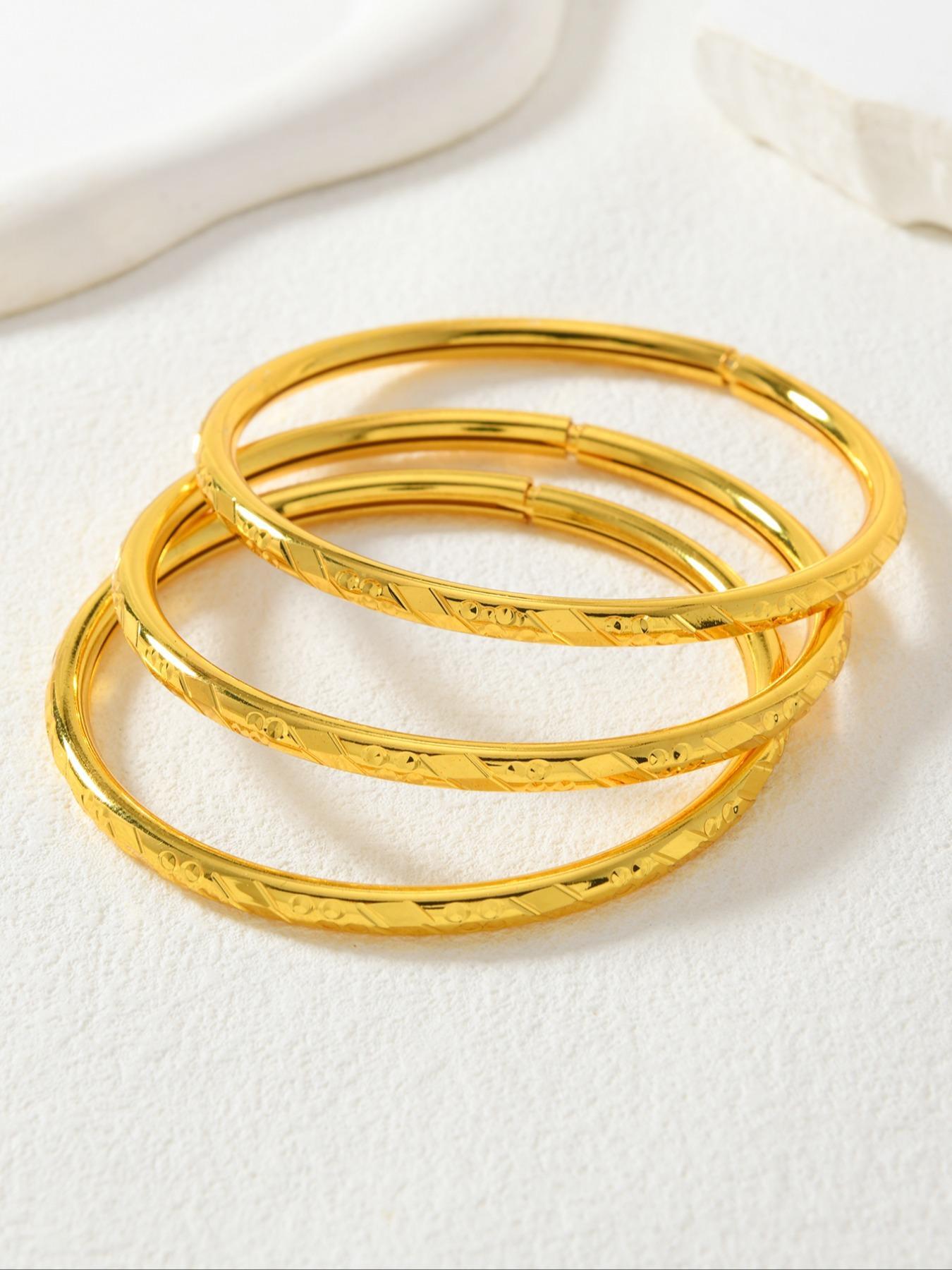 Vintage Luxury 24k Golden Plated Bracelets, Elegant Fashion Copper Bracelets for Daily & Wedding Occasions, All-season Collection from the Middle East