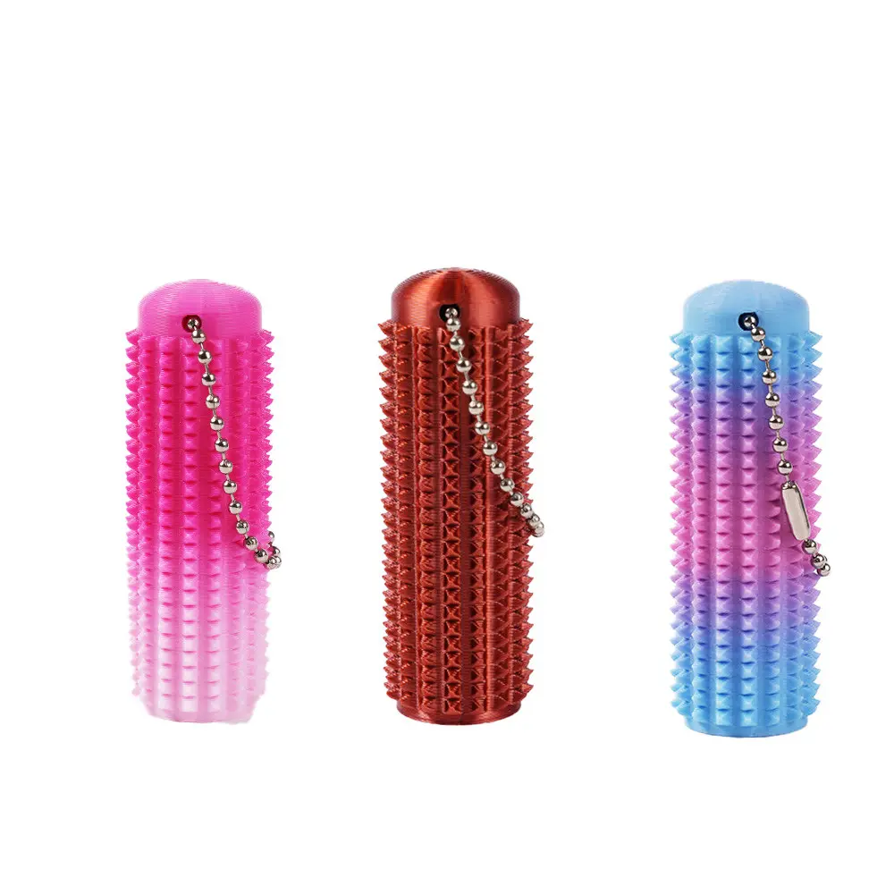 3 Pack Gradient Spiky Sensory Fidget Roller with Keychain, Portable Textured Hand Grip Fidget Toy, Stress & Anxiety Relief Hand Massage Toy for Adults Teens