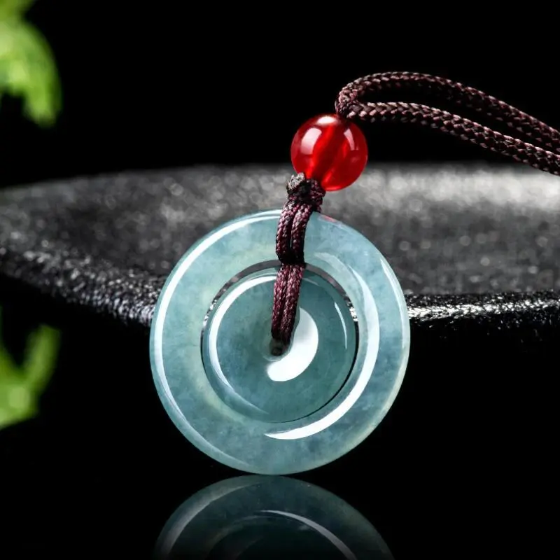 Natural A-Grade Jadeite Blue Water Safety Mother Buckle Jade Pendant Charm, Hand Carved with Cute Shape & Exquisite Craft, Gift Boxed Jewelry for Men & Women, Drop Shipping Eligible, Health, Good Luck