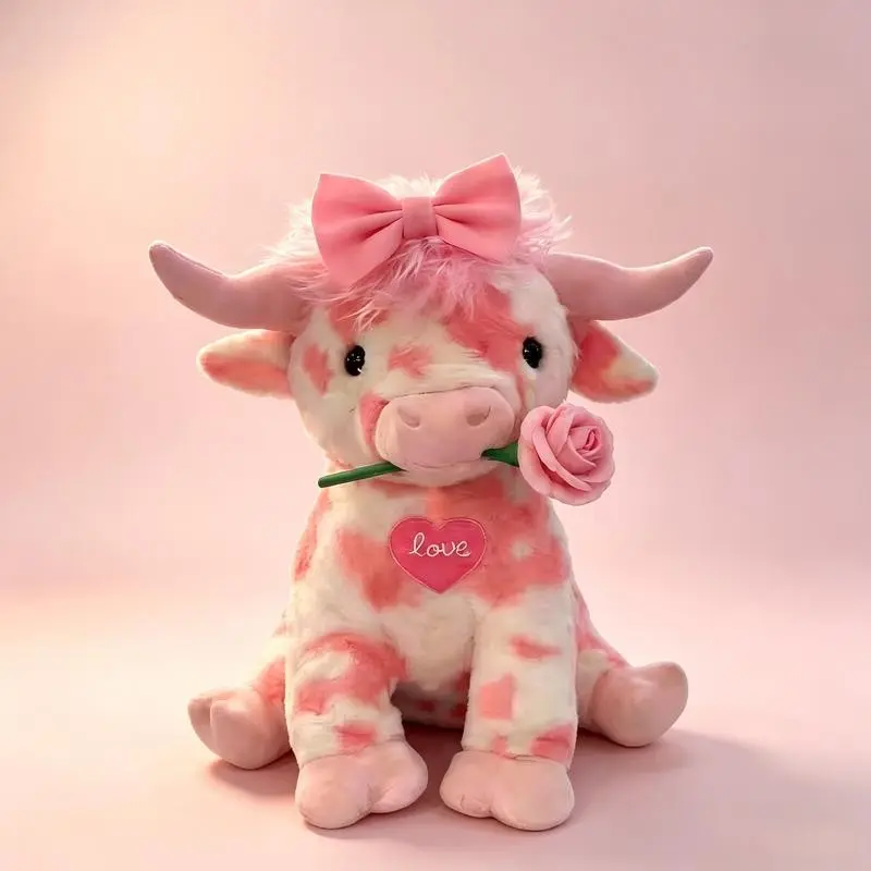 Highland Cow Plush Toy, Cute Cow Design, Soft and Cuddly Stuffed Animal, Perfect Gift for Kids, Boys, Girls, and Adults, Huggable and Cute