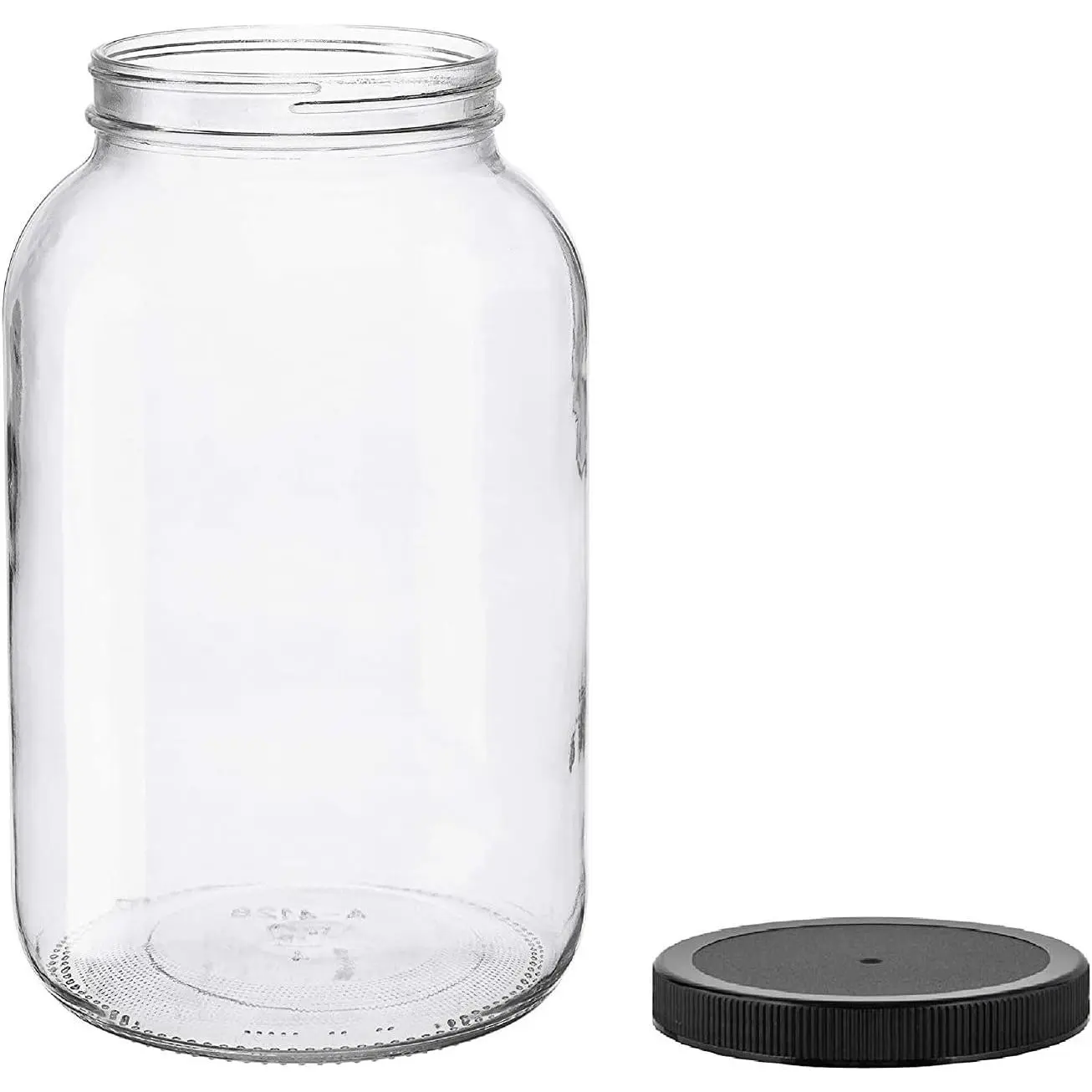 1 Gallon Glass Jar Wide Mouth with Black Plastic Lid - USDA, BPA-Free, Made in the USA - for Fermenting, Storing, Canning, and Much More!