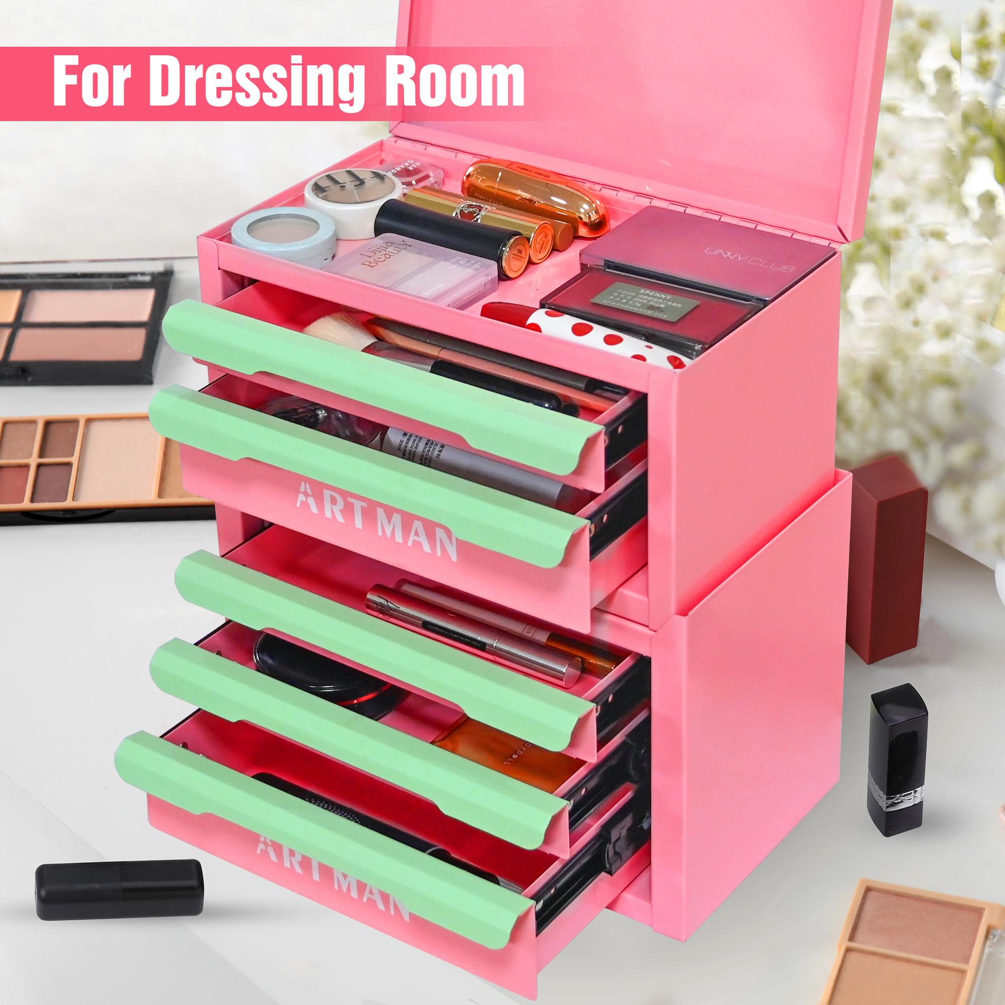 Desktop Drawer Storage Box Organizer, Stackable Desk Organizer with Pull Out Drawers, Office Stationery and Cosmetic Storage for Home Workspace