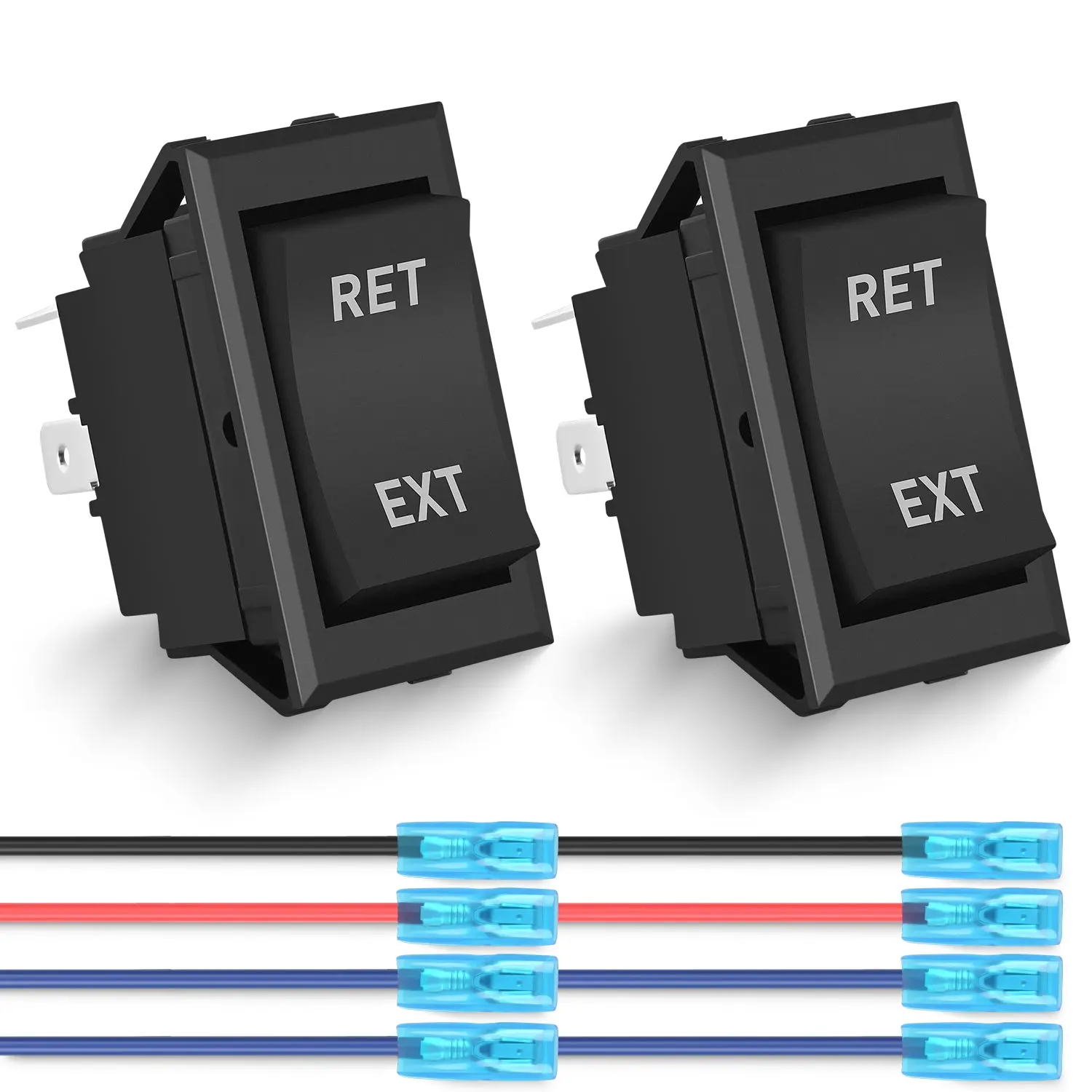 Nilight RET EXT Reverse Polarity Toggle Switches (2PCS) - Metal On-Off-On DPDT 3-Position 12VDC 20A 4-Pin Momentary Switch with Jumper Wires for Boats, Trailers, Cars, 125VAC Circuits