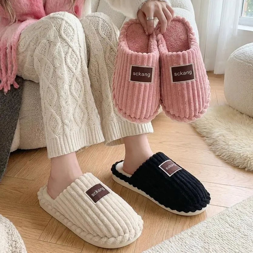 Lady's Slippers Women Plush Fabric Thick-Sole Indoor-Outdoor Slippers for Postpartum Recovery - Soft Warm and Durable Comfort Shoes fur slides