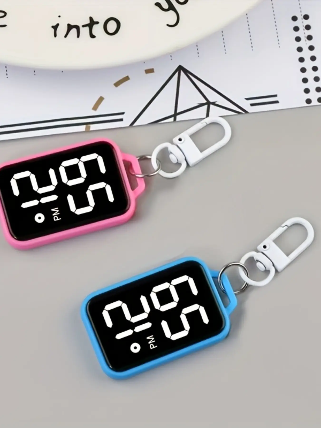 Large Screen Keychain Electronic Watch, Exam Countdown Student Necklace, Cartoon Square Mini Pendant, Portable Big Digit Digital Clock