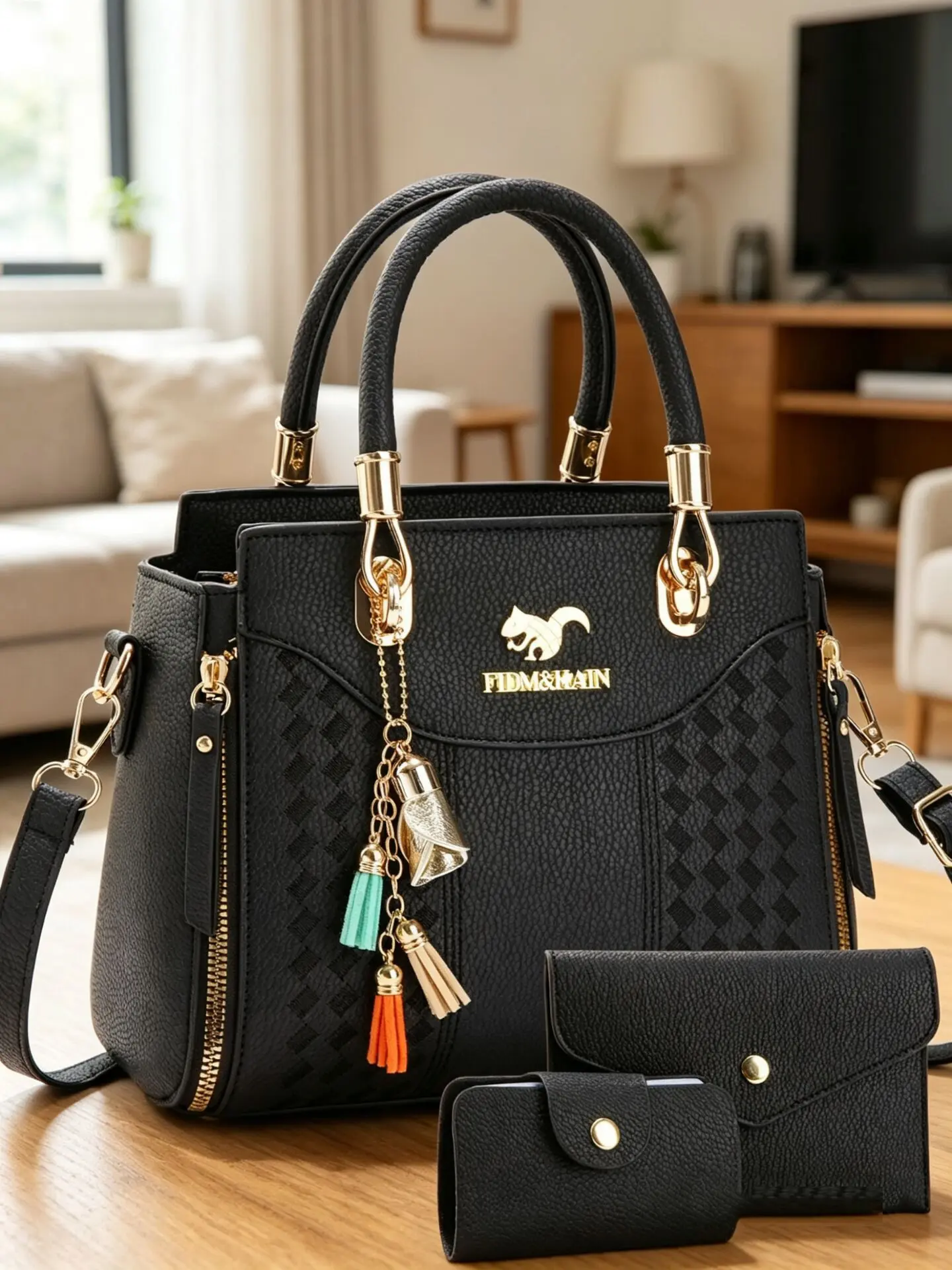 Women's Fashion Shoulder Bag Set, Casual Geometric PU Material, Three-Piece Versatile Clutch, Perfect for Shopping and Outing, Everyday Shoulder Bag
