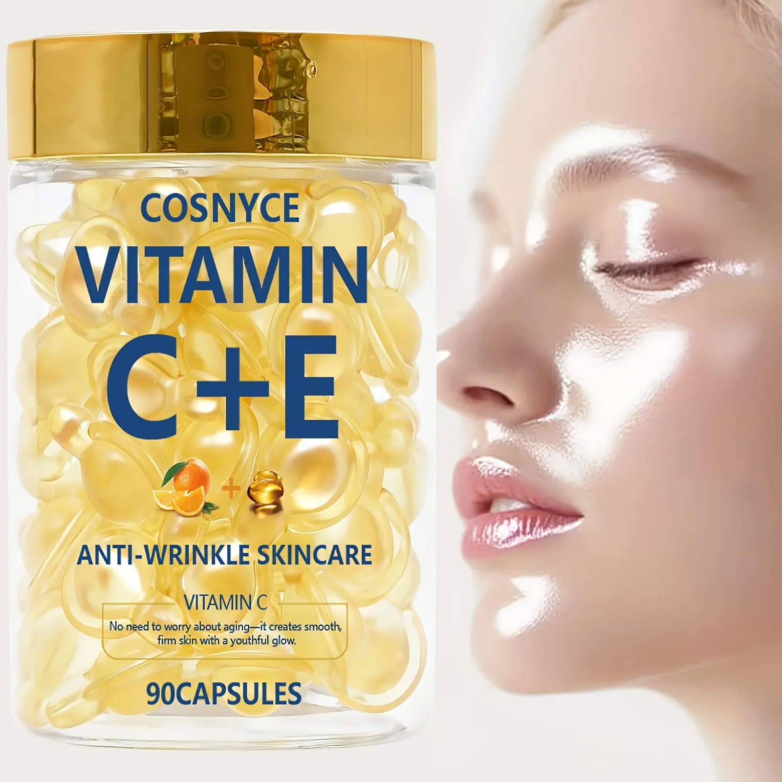 Cosnyce Retinol and Vitamin C Antiaging Capsules, and Wrinkle-Fighting Skincare, Anti Aging Supplement, Essential Healthy Beauty Supplements for Radiant Skin, Beauty Wellness Supplement