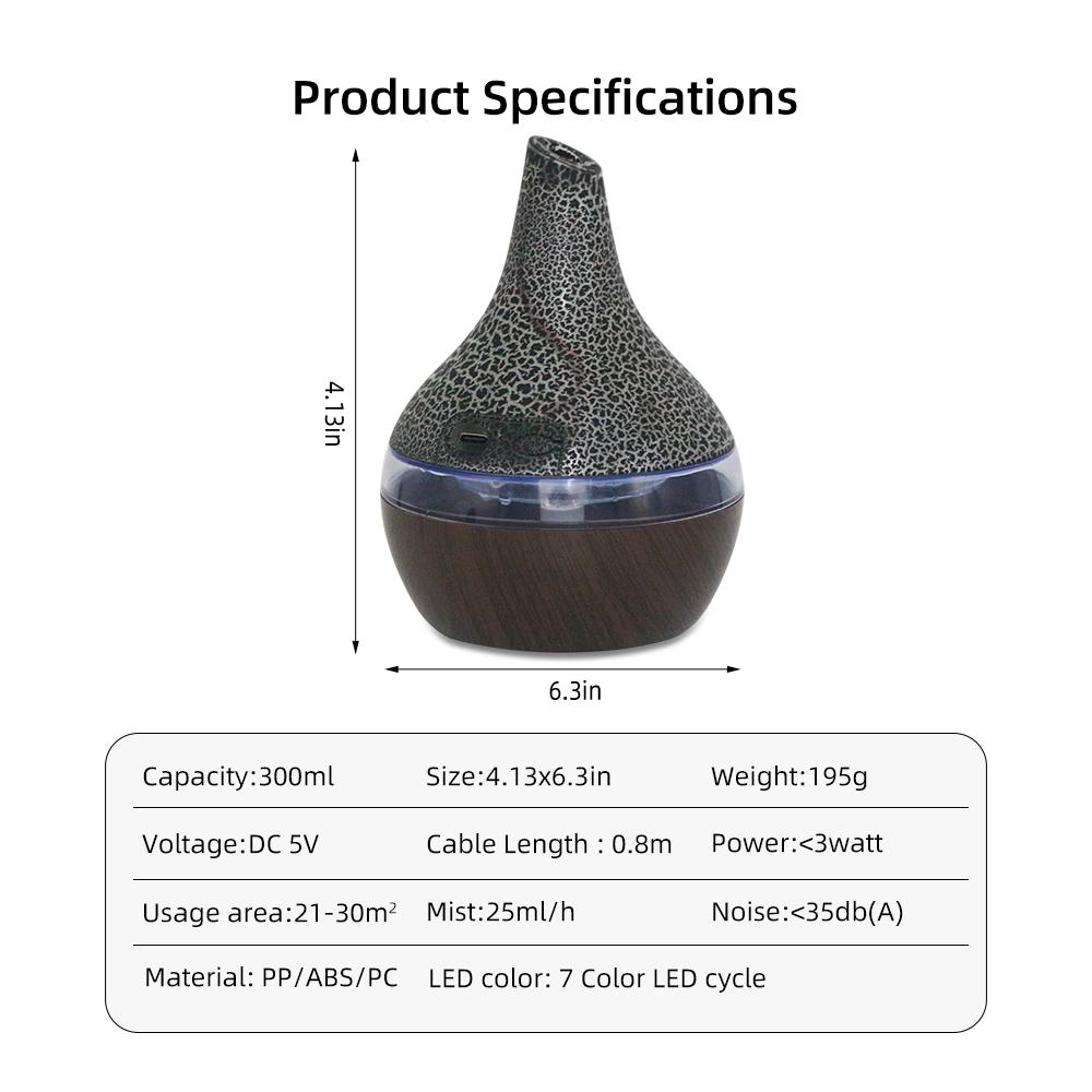 300ml Aromatherapy Essential Oil Diffuser with Remote Control, Whisper-Quiet Operation and Soothing 7-Color LED Ambiance