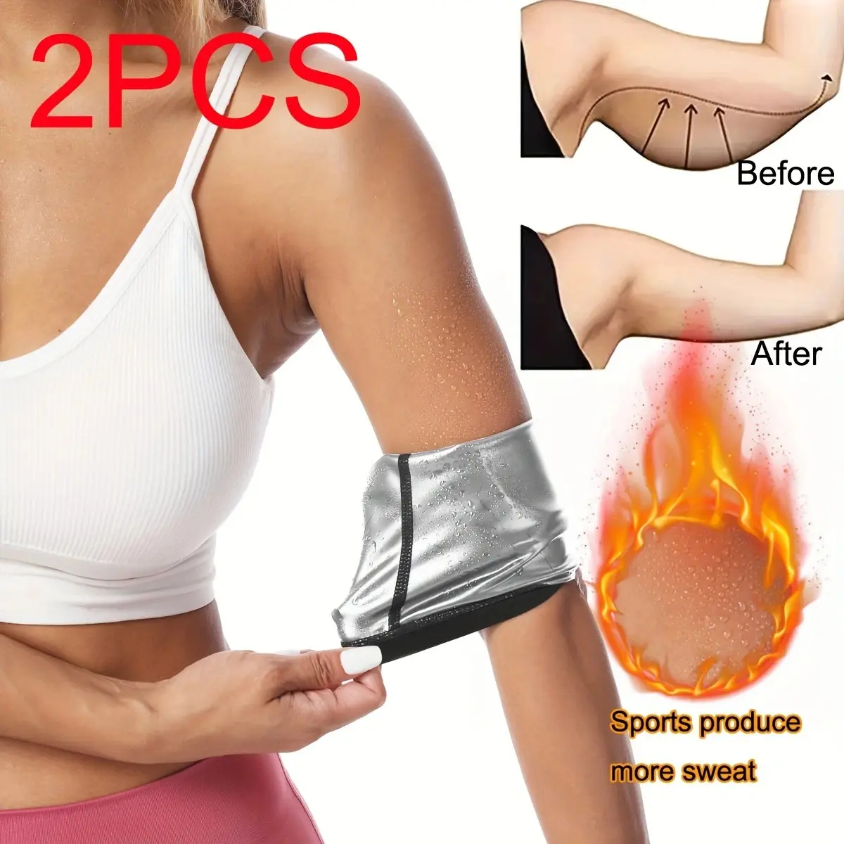 Sweat Arm Bands for Men & Women, Sauna Arm Sleeves, Adjustable Arm Sweat Wraps, Lightweight Stretch Fitness Gear for Running, Gym Workouts, Yoga, Training & Home Exercise