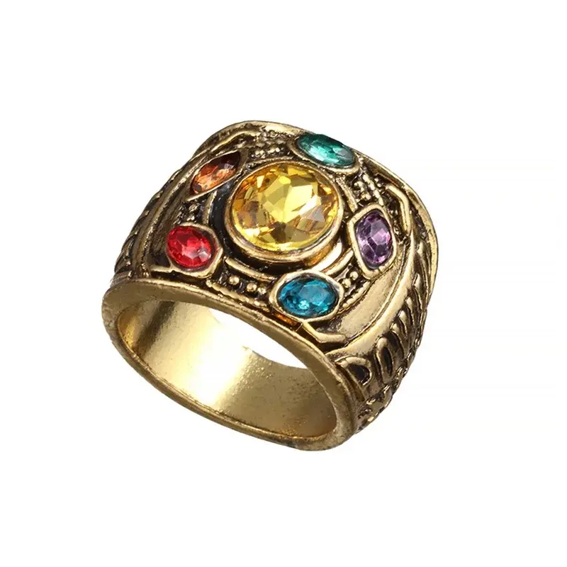 Hot Sale Fashion Men's Power Ring Infinity Wars Thanos Cosplay Anime Alloy Ring Jewelery Punk Gothic Hip Hop Ring Male