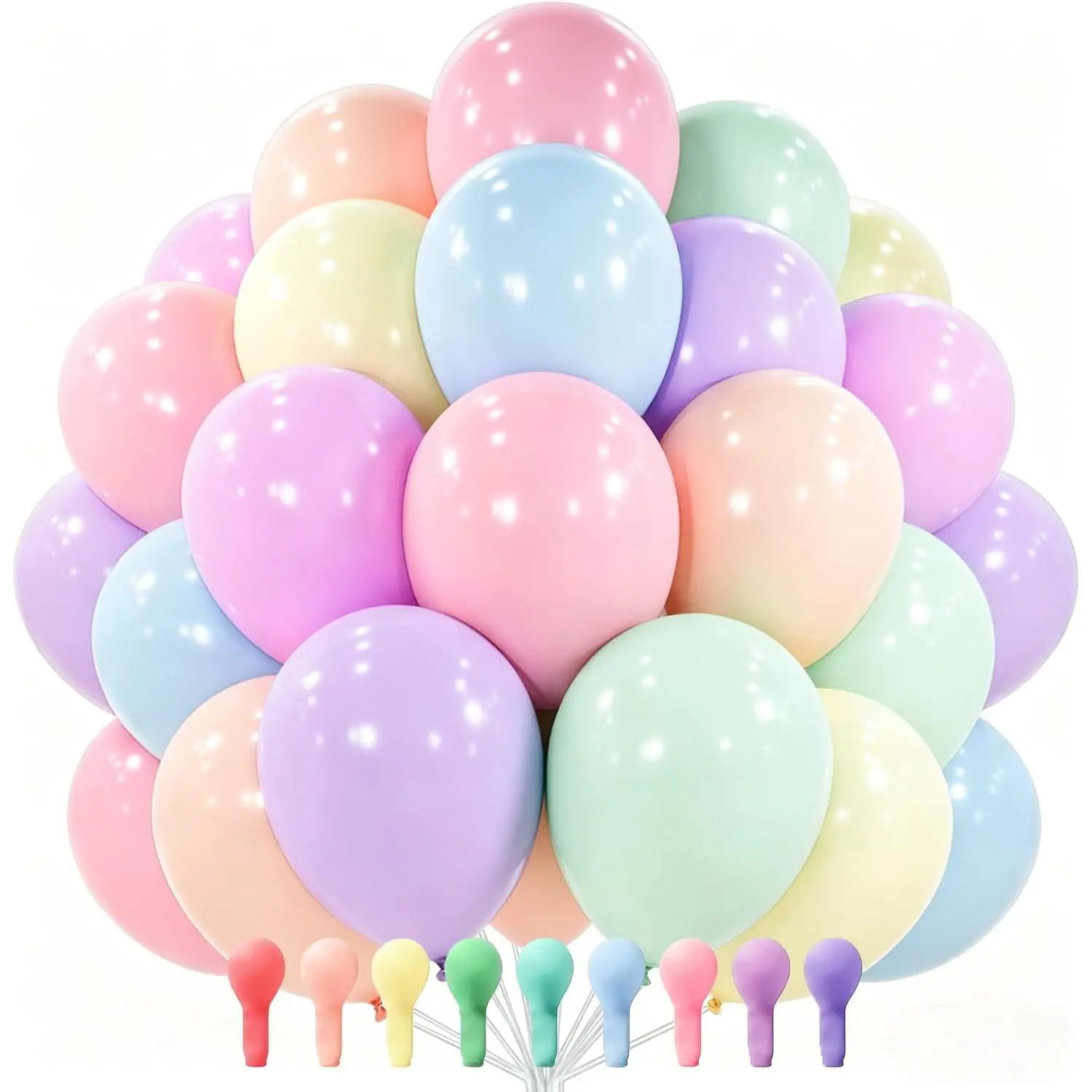 Pastel Rainbow Balloons 12 Inch, 100 Pack