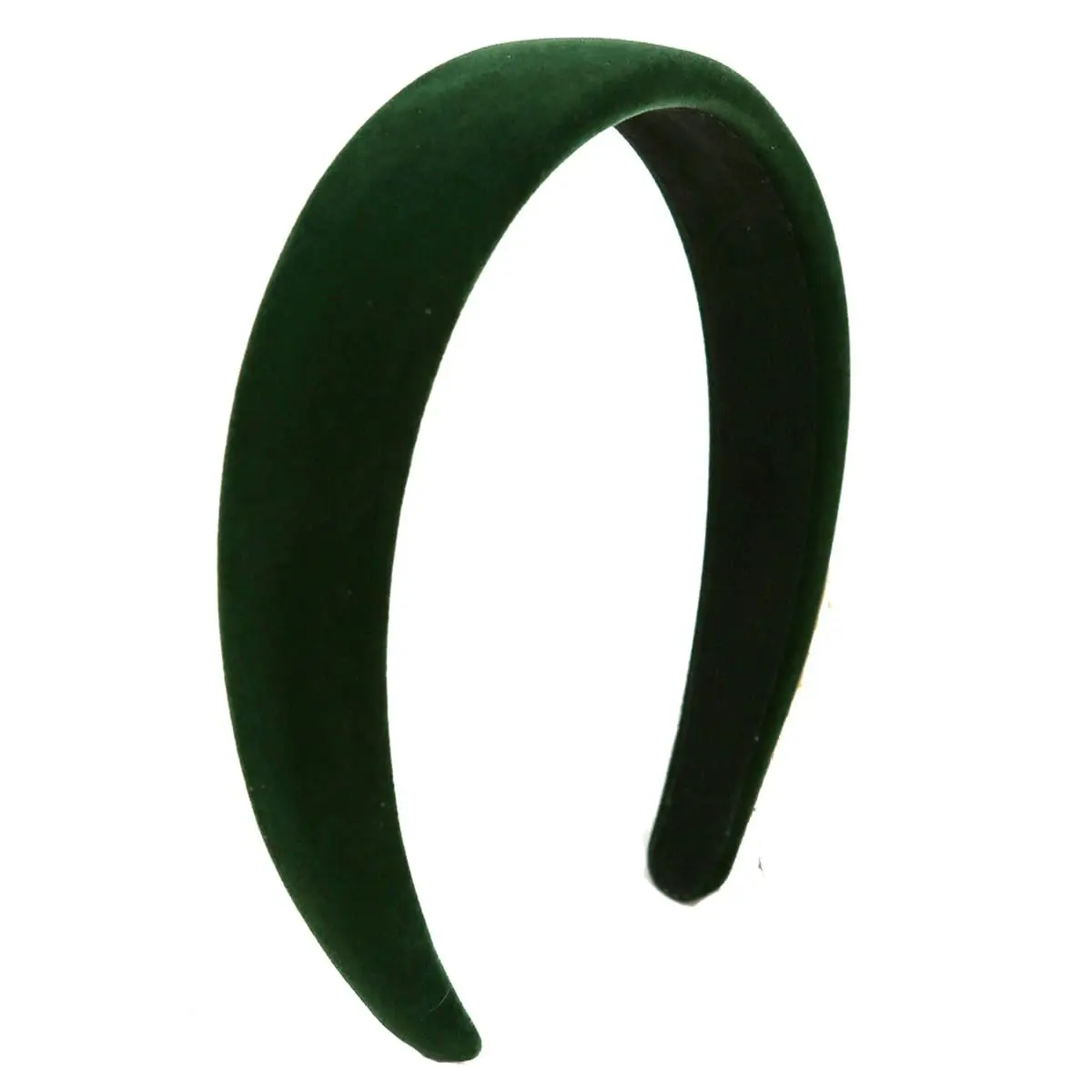Green Velvet Padded Headbands for Women Christmas Fashion Non-slip Comfortable (Green, One Size)