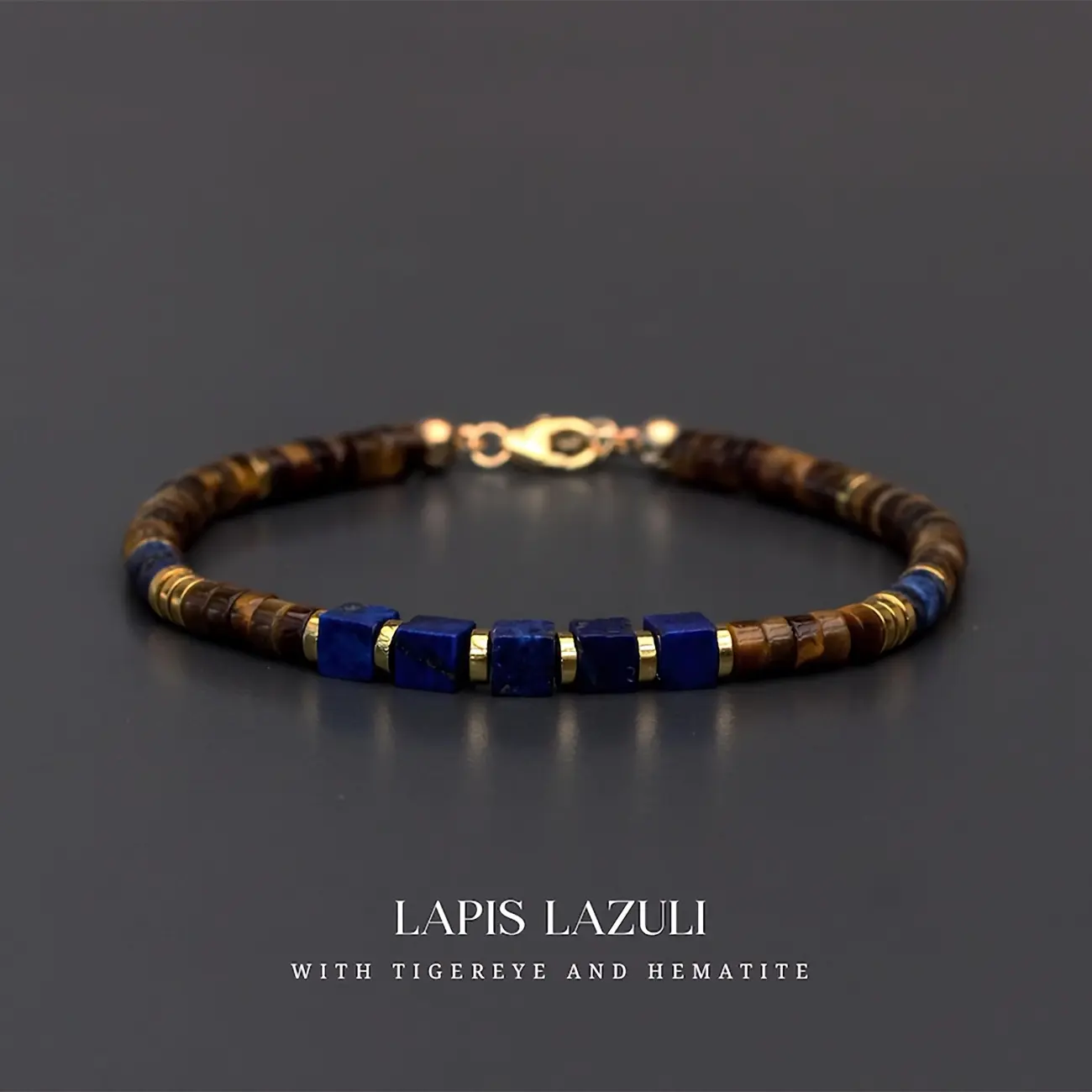 GADASLUY Men's Handmade Lapis Lazuli-Tiger Eye Stone Power Beads Bracelet, Casual Men's Accessories for Adults, Boyfriend Birthday Gift, Gifts for Boyfriends for Bravery, Handmade Look, Gemstone, Male, Daily, Bracelets, Unique Gifts For Man