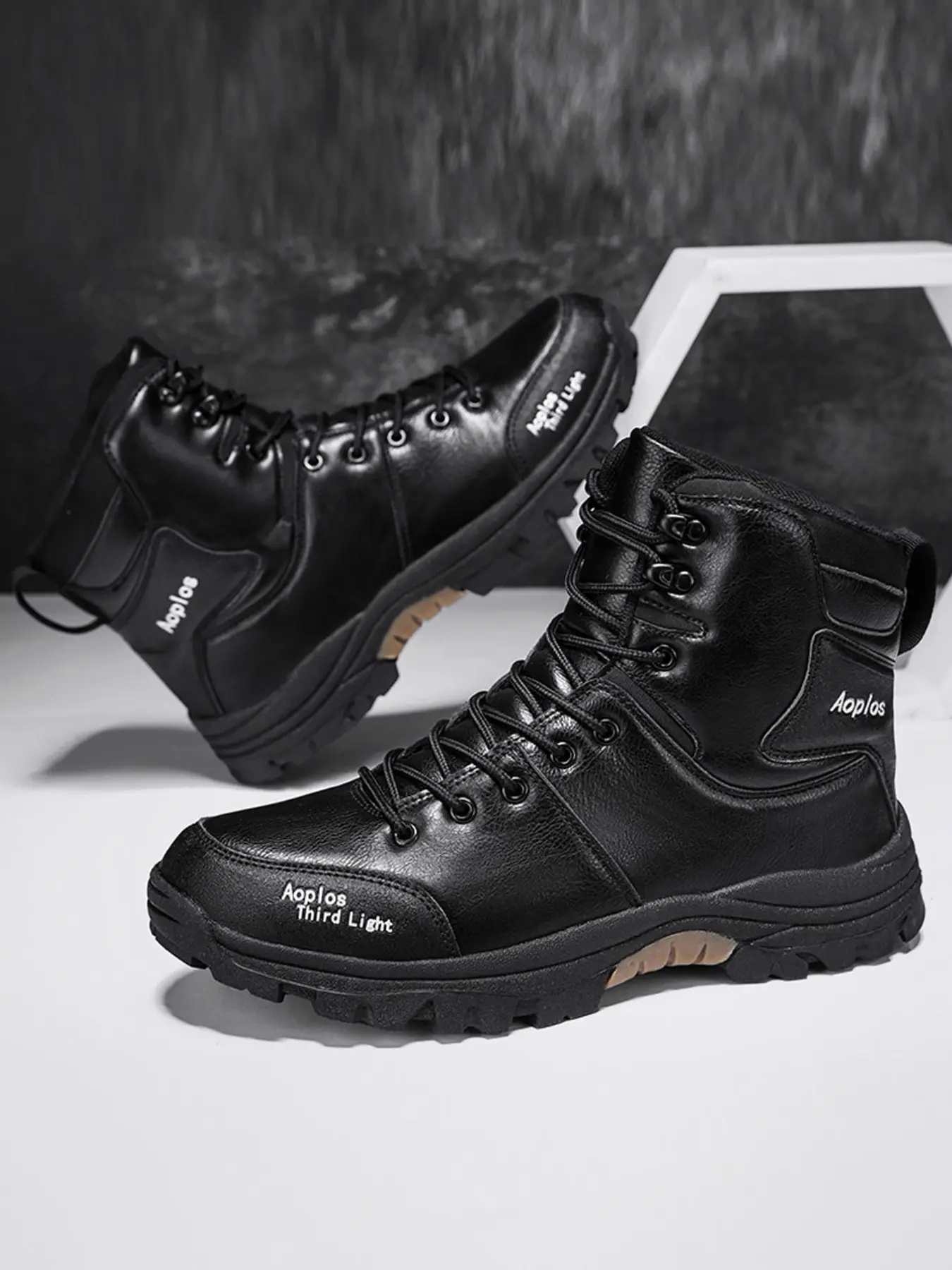 Men's Mid-Calf Hiking Tactical Boots, Outdoor Shoes, Anti-Slip Outdoor Trekking & Work Ankle Boots, Wear-Resistant Hunting Boots for Hiking, Commuting, Camping & Jungle Trips, Thick Gripping Rubber Sole, Sturdy Metal Lace Hooks, All-Terrain Footwear
