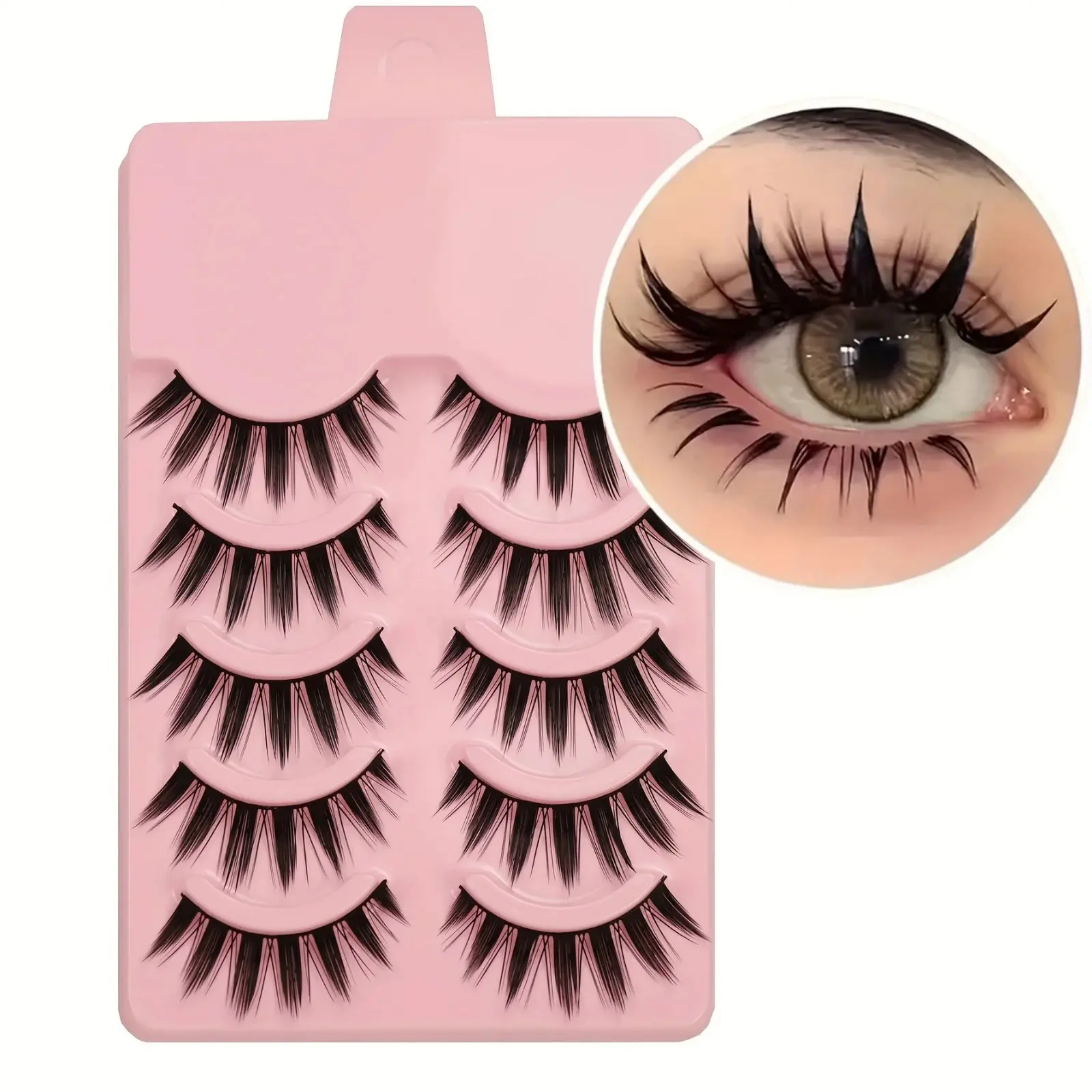 5 Pairs Manga False Eyelashes Anime Lashes Cat Eye Lashes Natural Fluffy 3D Volume Fake Lashes Reusable Soft Eyelash Cosmetic False Lashes