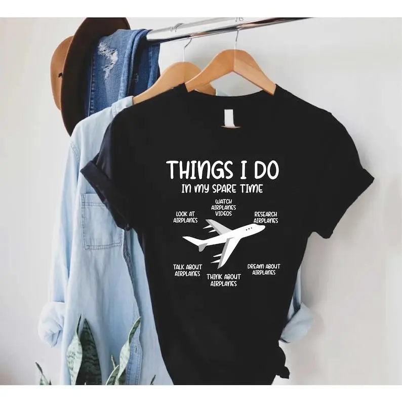"What I Do in My Spare Time" Fun Aviation-Themed T-Shirt, Airplane Enthusiast, Airplane-Themed Gift, Fun Pilot T-Shirt, Pilot Gift, Aviation-Themed Gift, Airplane Graphic T-Shirt
