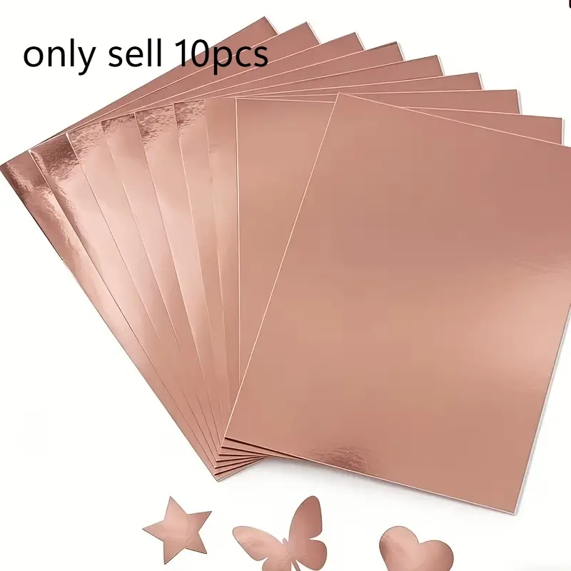 10 Sheets Rose Golden/Golden/Silver/Black Metallic Glossy Cardstock - A4 Size Thick DIY Craft Paper, Mirror Shiny Texture, for Holiday Gift Packaging, Light Luxury Party Decor, Scrapbooking, Handmade Photo Album Inlay, Scrapbook Page