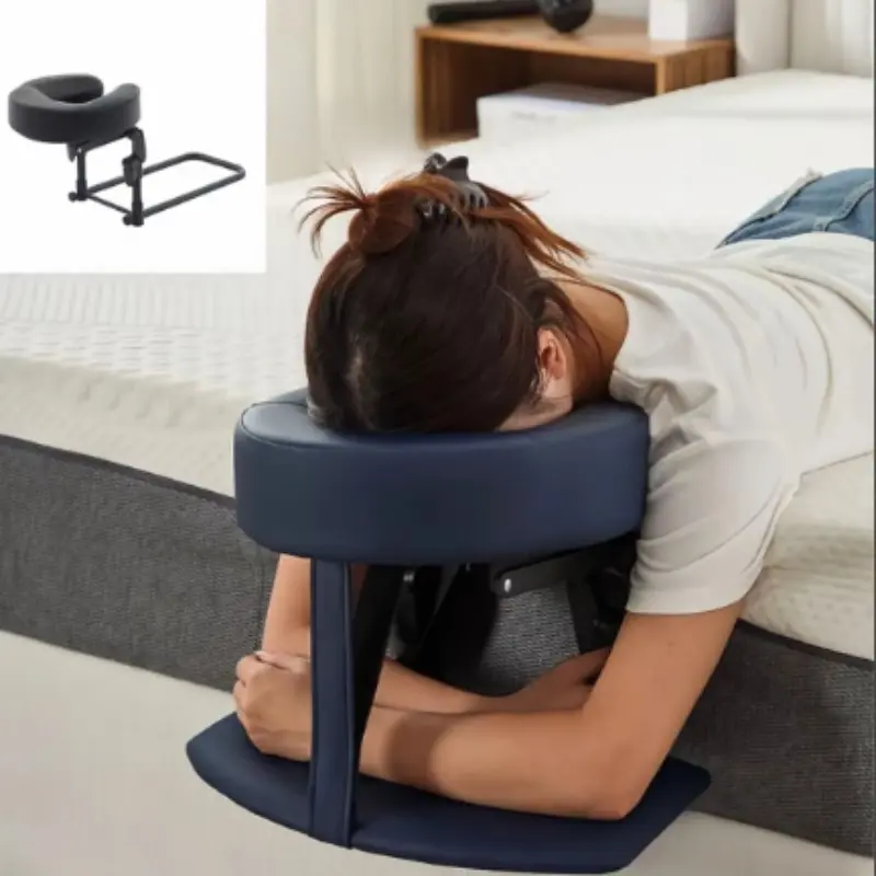 Massage Head Pillow Foldable Bed Eye Surgery Recovery Pillow, Portable Memory Foam Support, PU Leather Fabric, Adjustable Height, Reversible Use