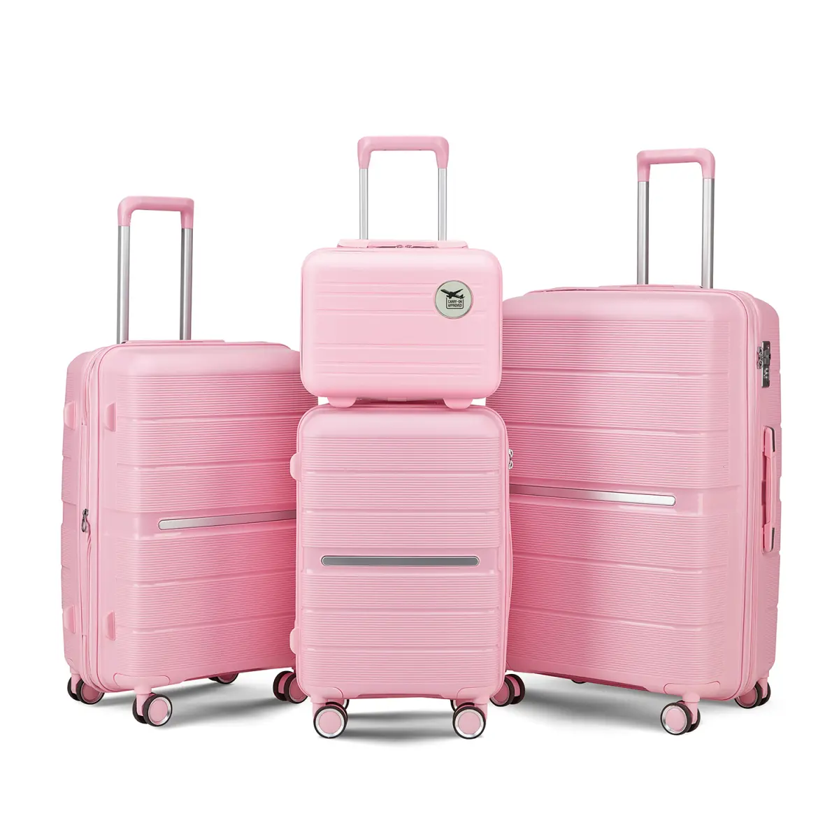 Luggage Sets 4 Piece (14/20/24/28 INCH), Expandable Hardshell Pink Luggage Sets with Spinner Wheels, Lightweight Travel Suitcase Set with TSA Locks, 20 inch Carry On for Women (Pink, 4 Piece Set)