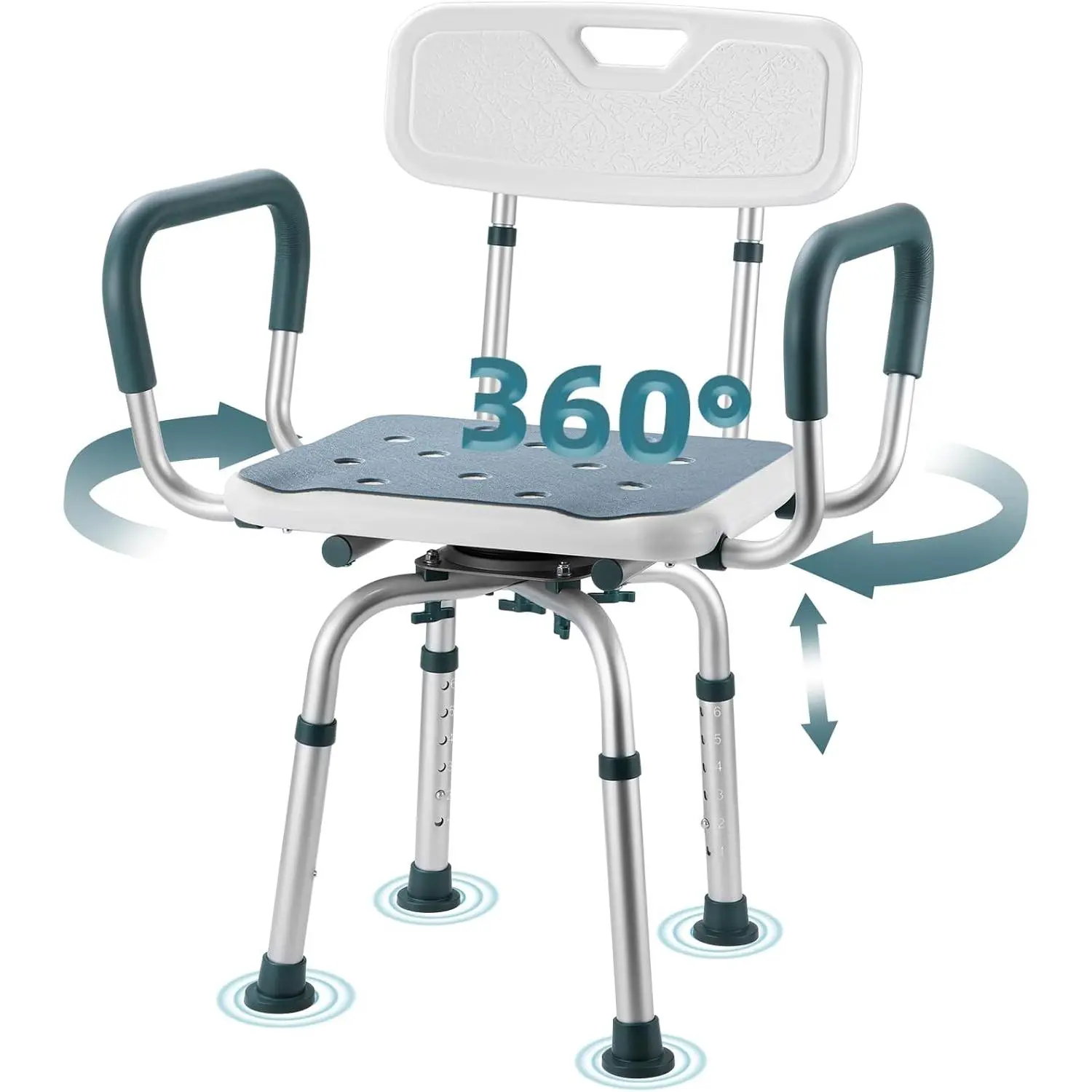 Shower Chair with Arms and Back, 400 lbs Heavy Duty Shower Seat for Inside Shower Stall and Bathtub, Height Adjustable Safety Bath Seat for Elderly, Adults, Handicap and Disabled
