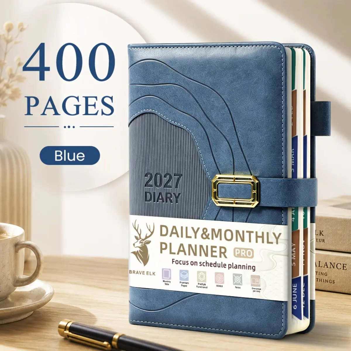2027 Planner Notebook, 400 Pages Calendar Journal with Durable Cover and Thick Paper, Daily Log Book for Time Planning, Self Management and Office Productivity, English Version Desktop Organizer for Adults, Ideal New Year Gift and Schedule Notebook