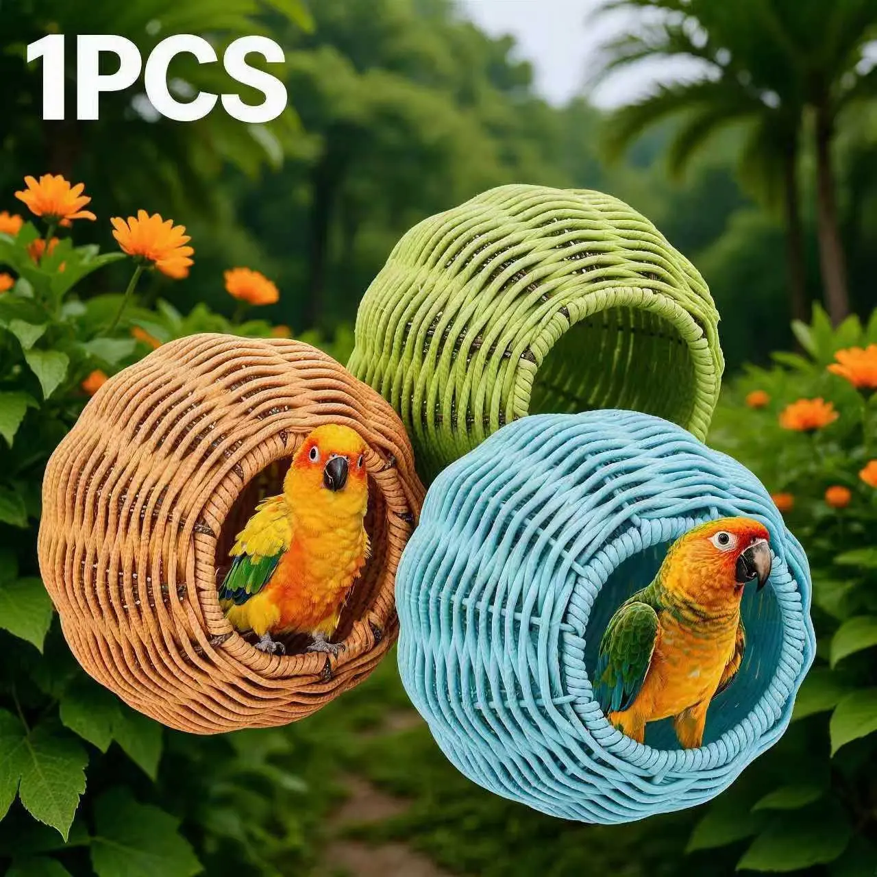 Chewproof Steel Frame Bird Nest for Cage, Washable Small Bird Bed Hammock, Parakeet Nest Sleep, Lovebird, Canary, Budgie House Hut, Bird Cage Accessory