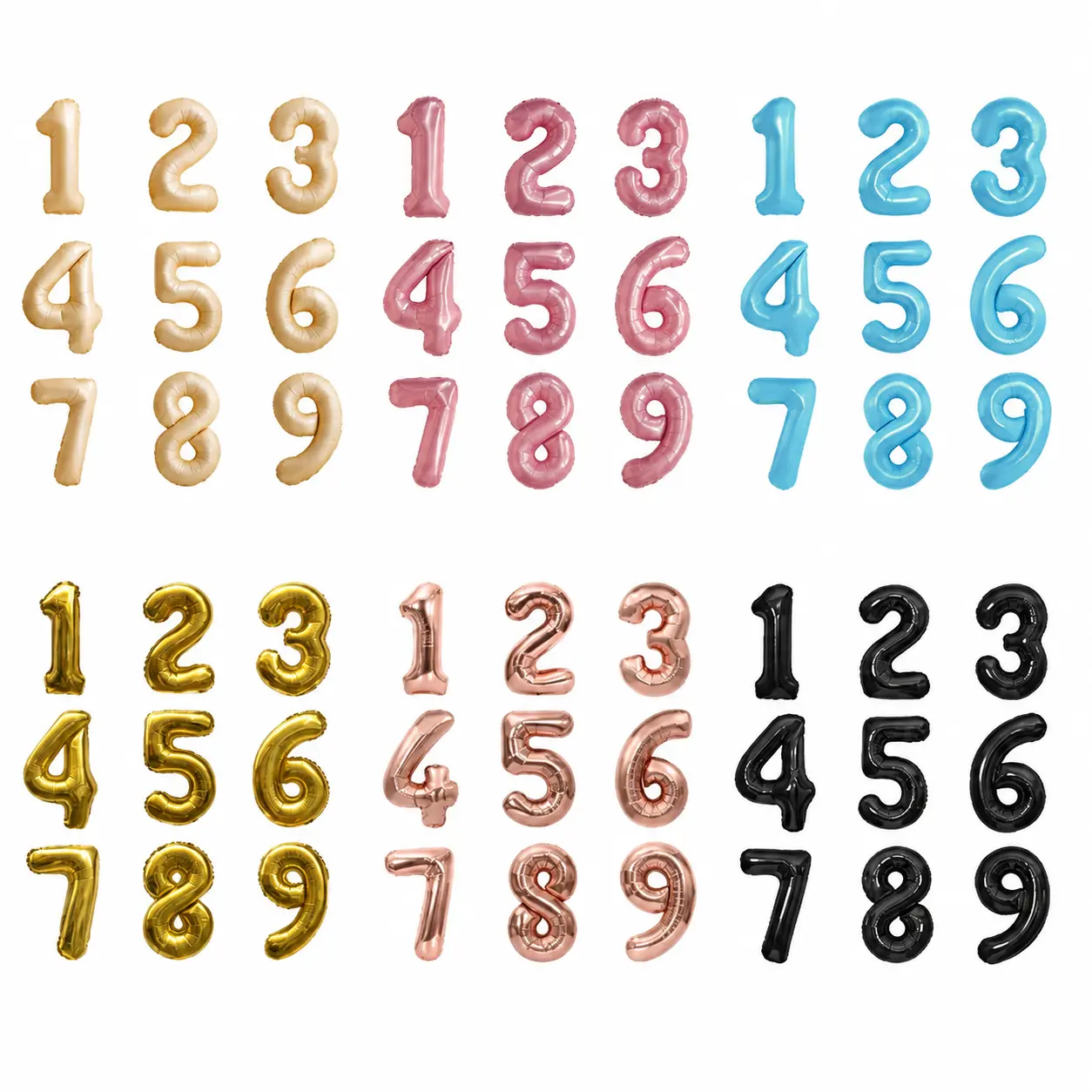 32-Inch White Foil Number Balloons Set for Birthday Party Decor – Includes 0 to 9 Digits, Photo Backdrop Props, Lightweight Shiny Aluminum Mylar Balloons for Indoor and Outdoor Celebrations