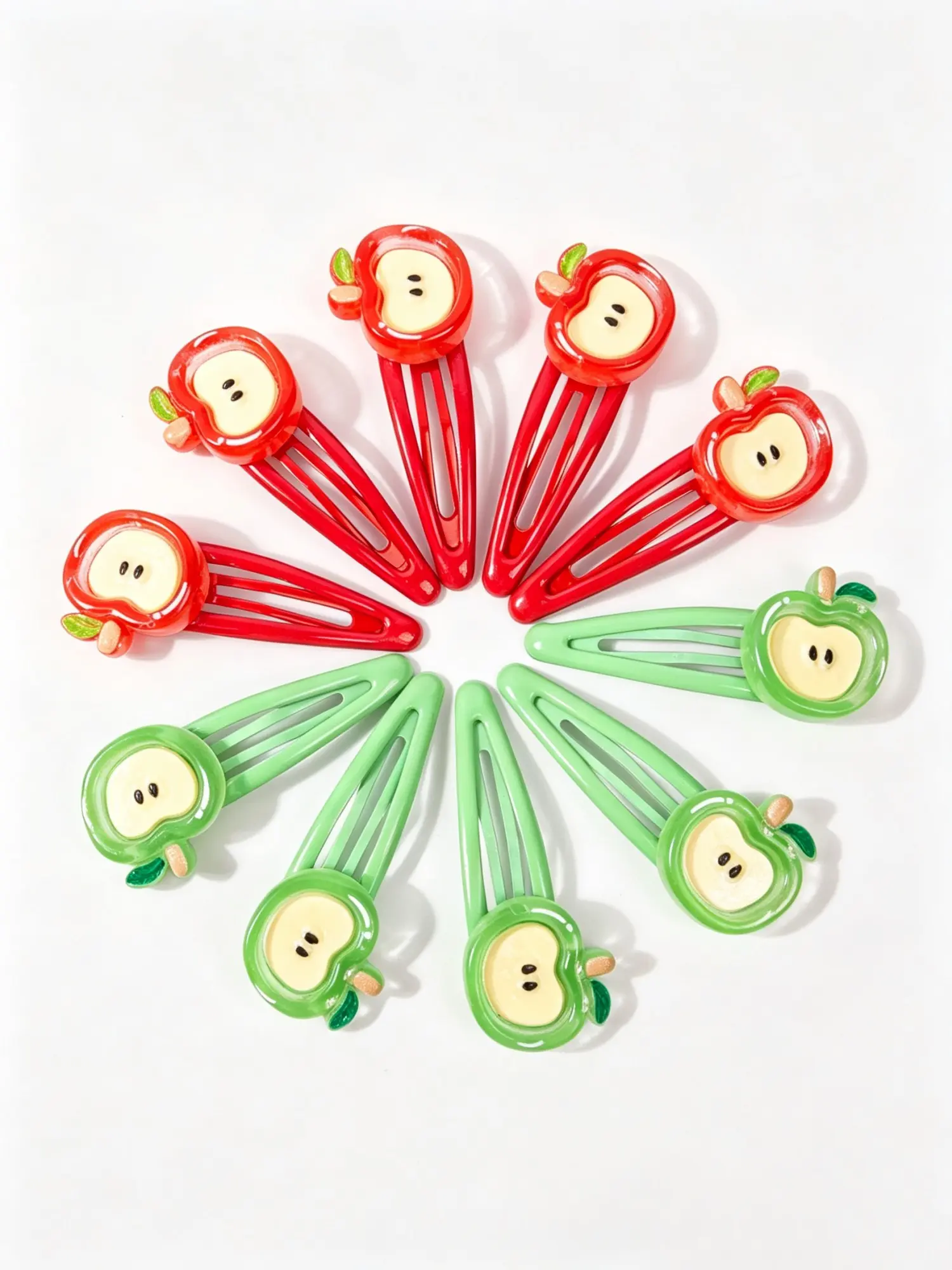10 Pcs Resin Apple Cute Hair Clips, Women Girls Bangs Side Clip, Sweet Fresh Hair Accessories, Party School Wear, All Seasons