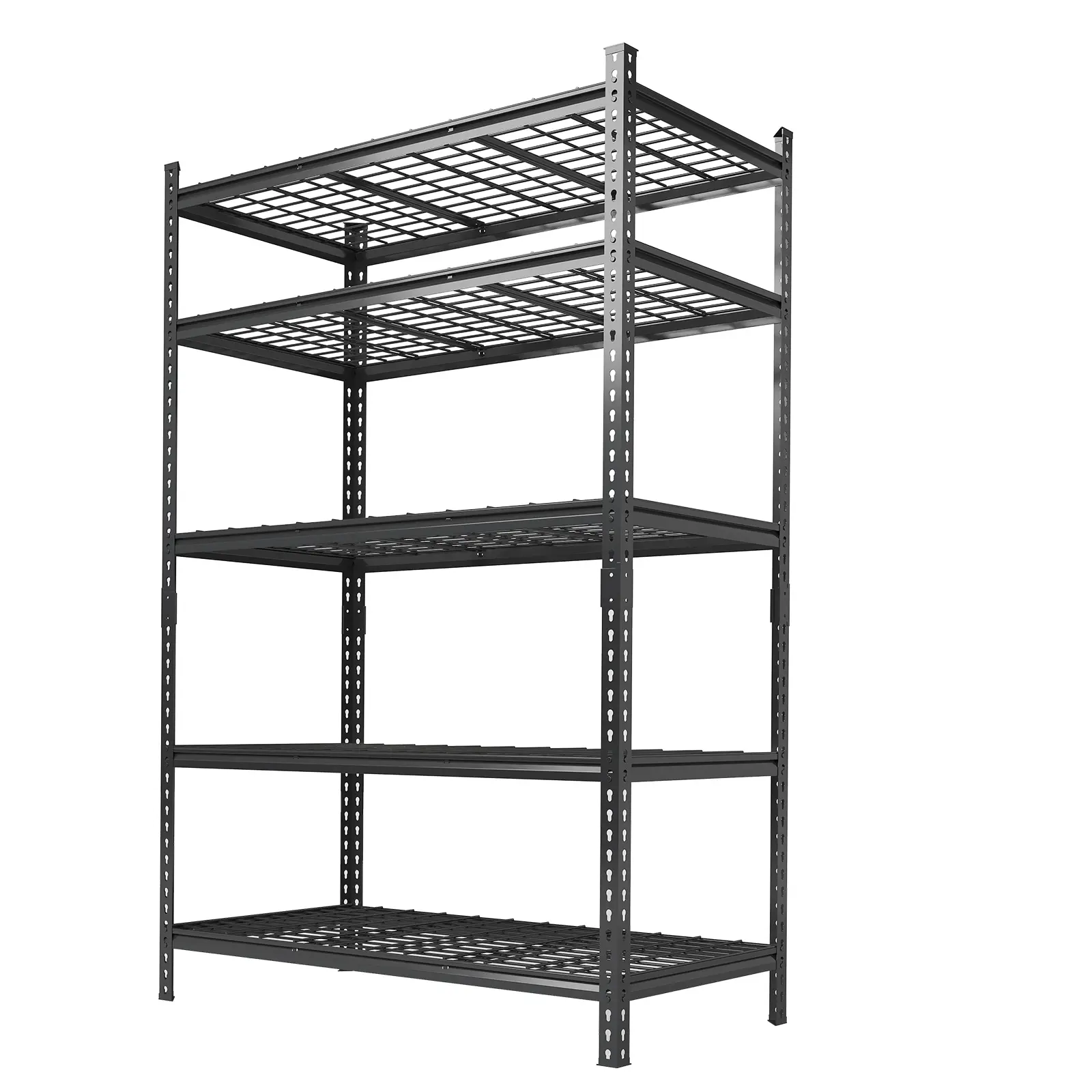 Heavy Duty 5-Tier Metal Garage Shelving Unit – 2200 lbs Capacity, Adjustable & Powder-Coated Rust-Resistant Steel Storage Rack Organizer for Garage, Kitchen, Pantry, Warehouse, Basement – Black