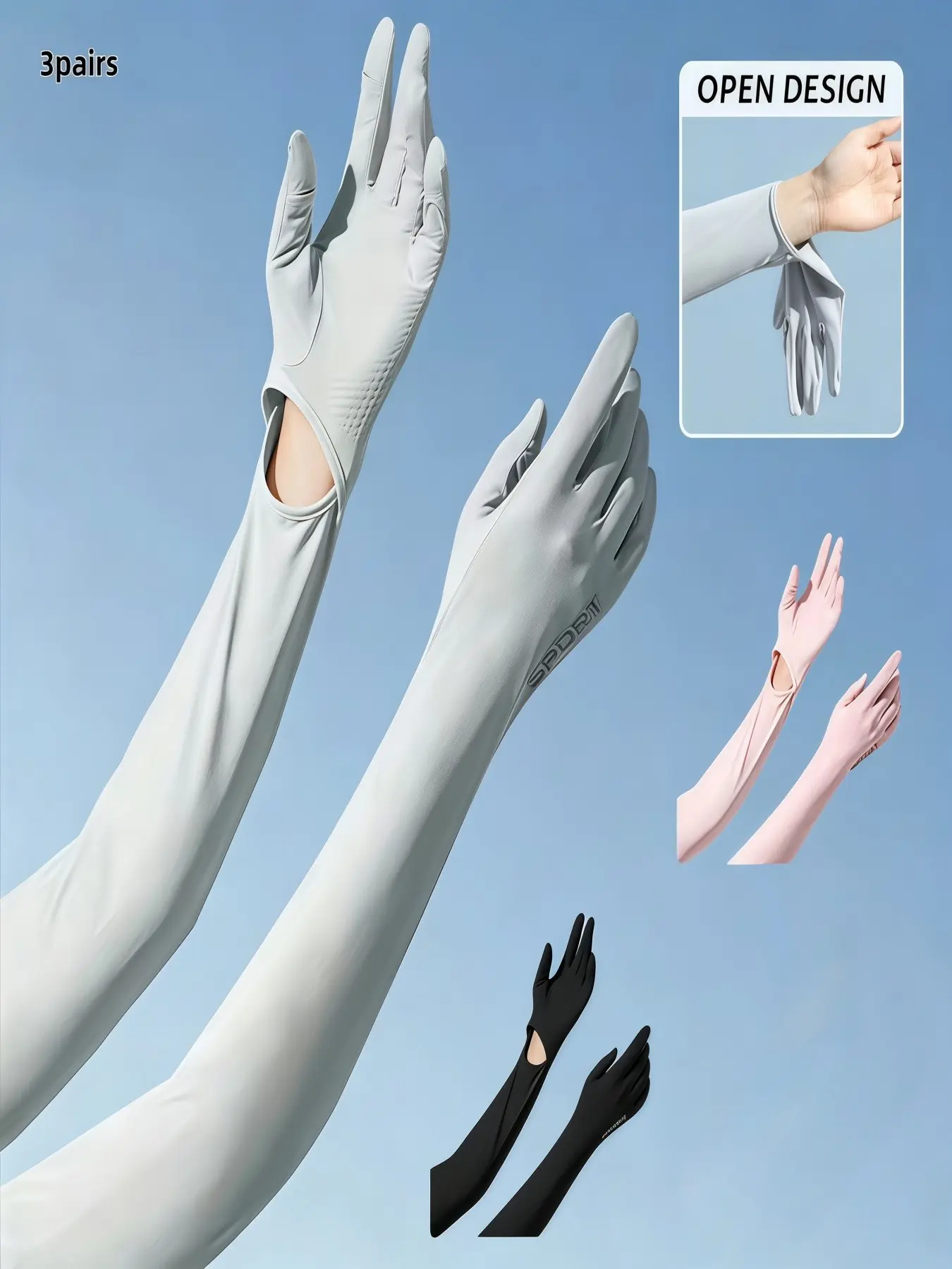 3 Pairs Women's Long UV Protection Gloves, Touchscreen Arm Sunblock Driving Gloves, Upf 50+, Ideal for Outdoor Sports and Cycling