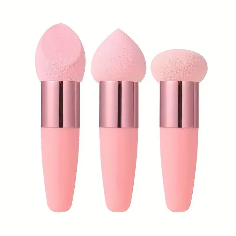 3-Pack Mushroom Makeup Brushes, Sponge Foundation Applicators, Non-Latex Bullet Tips, Cosmetic Tools for Smooth Application