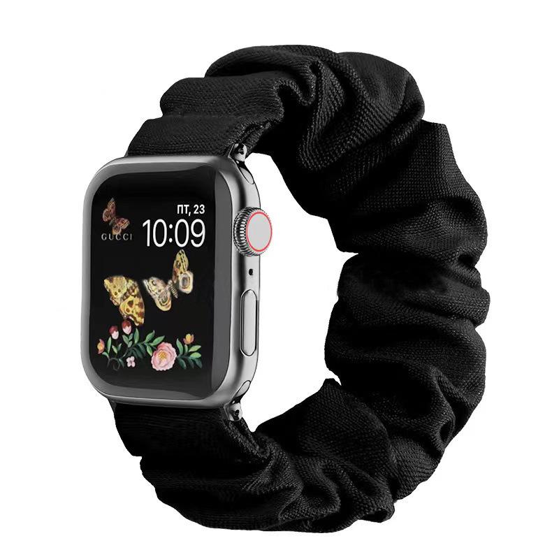 4-Pack Scrunchie Elastic Nylon Watch Bands for Apple Watch – Hair Loop Strap 38–49mm (Series 1–8, SE, Ultra)