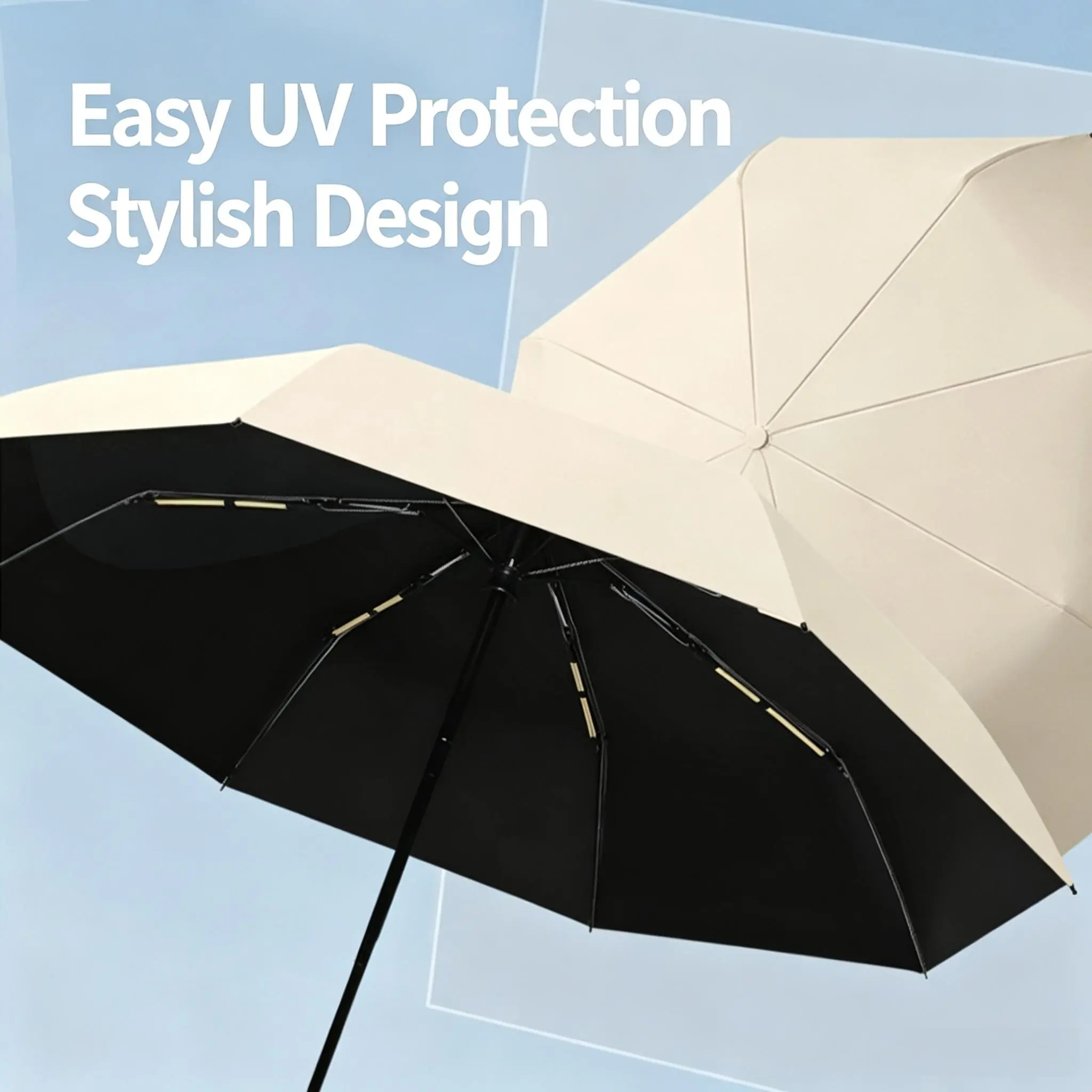 Double Bone Morandi 8-Bone Folding Sunscreen Umbrella, Automatic Portable UV Protection, Lightweight Design, Ideal for Outdoor Use