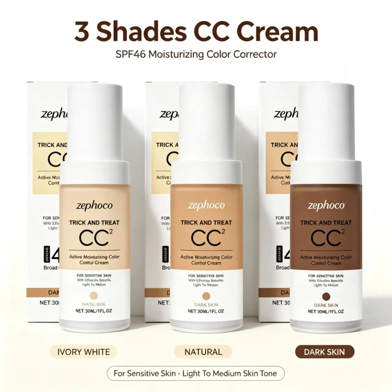 Travel Portable Zephoco Moisturizing Coverage Foundation, Light Non-Greasy Hydrate Complexion Soft Matte Translucent All-Day Flawless Makeup