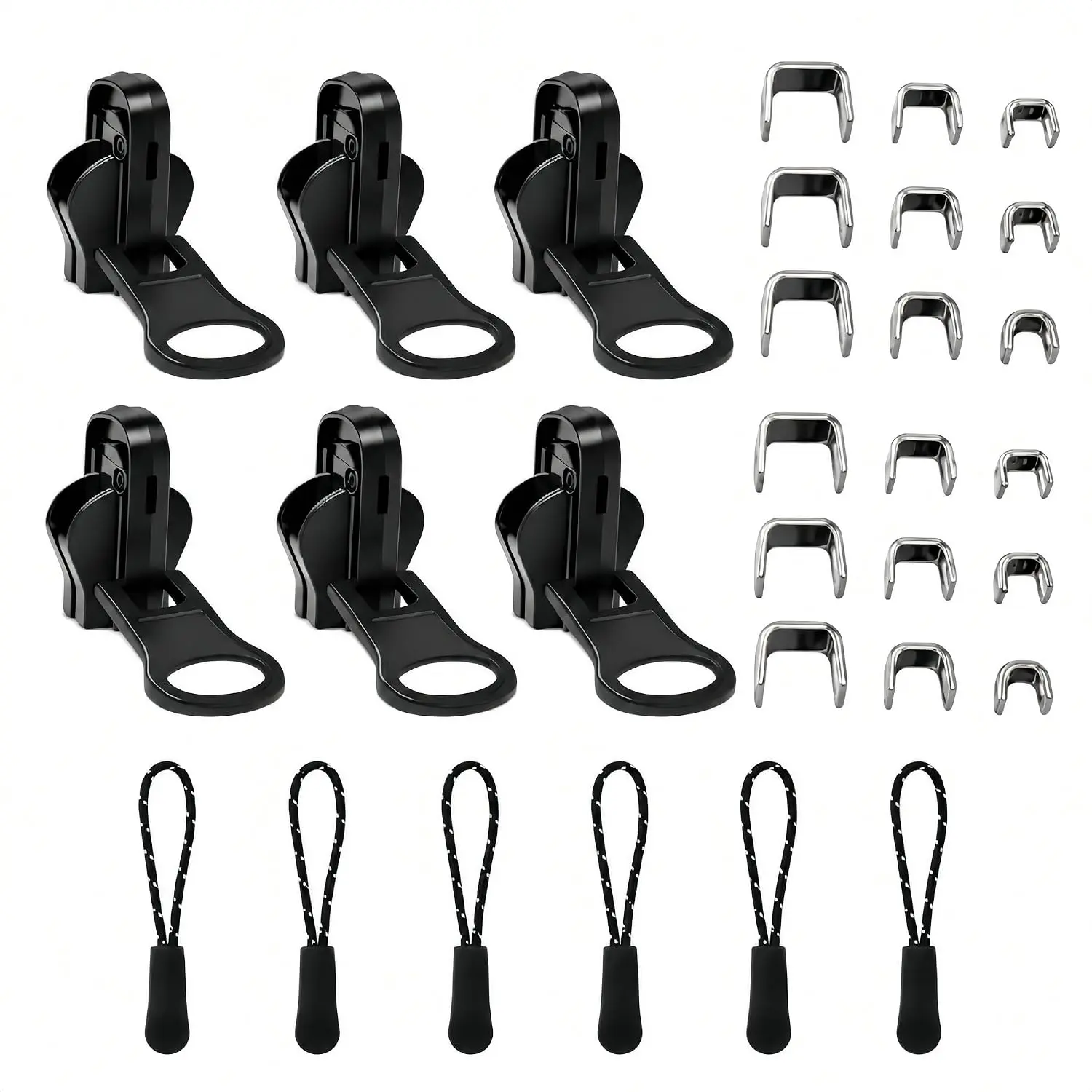 Zipper Repair Kit - 3-Size-Sided Zippers Slider with Zipper Pull for Jackets, Luggage, Backpacks & Gear| No-Sew Installation