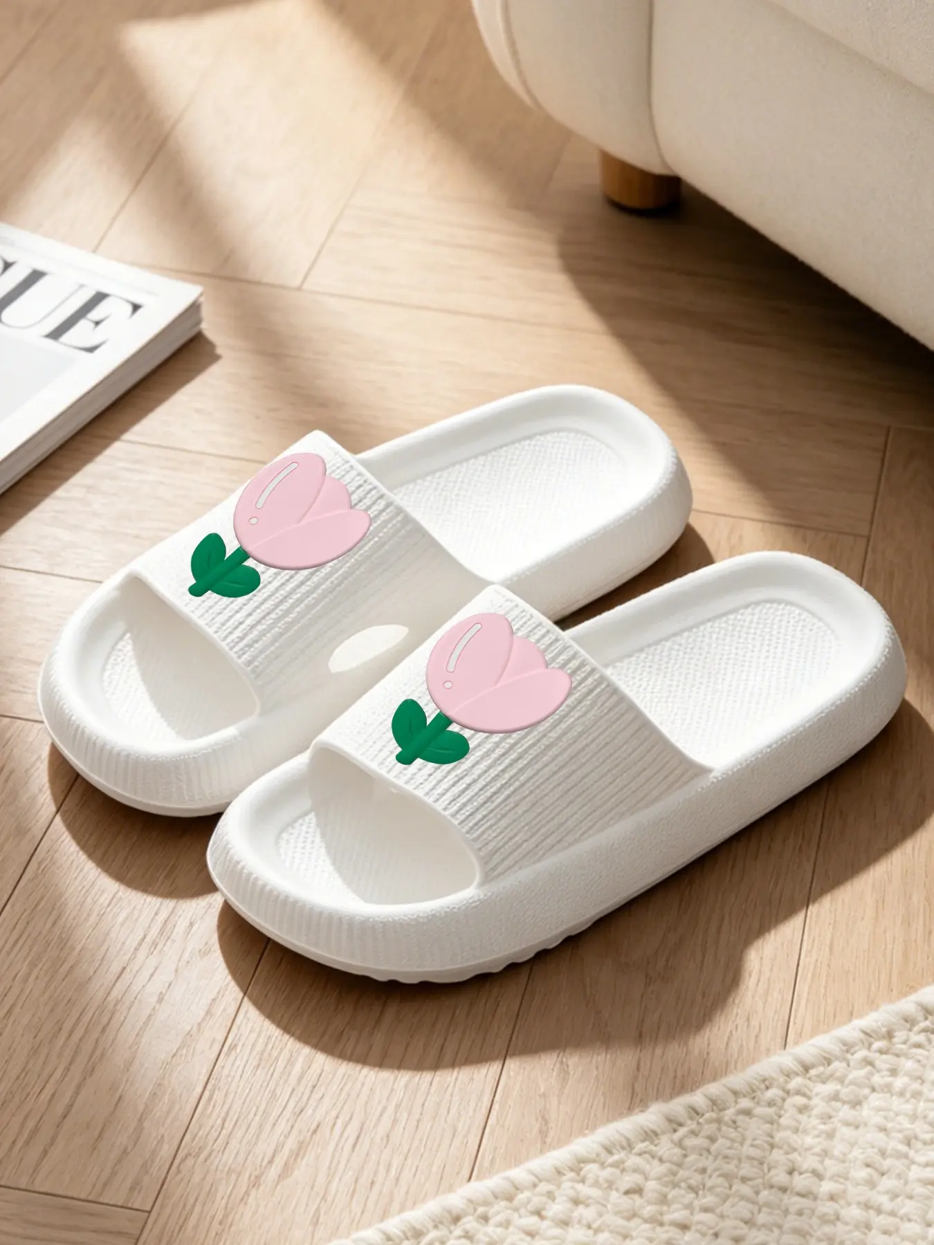 Soft Thick-Soled EVA Slide Slippers with Cartoon Prints, Lightweight One-Strap House Slippers for Indoor Daily Casual Wear (Runs Small, Order One Size Up) Footwear