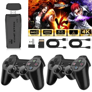 2000 Retro Game Console with Super Mario/King of Fighters 97/Contra/Tank Wars 23 Simulators All in One PSP/PS1/N64/MAME/FC/GBA/SFC/MD 4K Ultra HD HDMI Dual 2.4G Wireless Controller Supports Two Person Battle 64GB Massive Storage Plug and Play for Children
