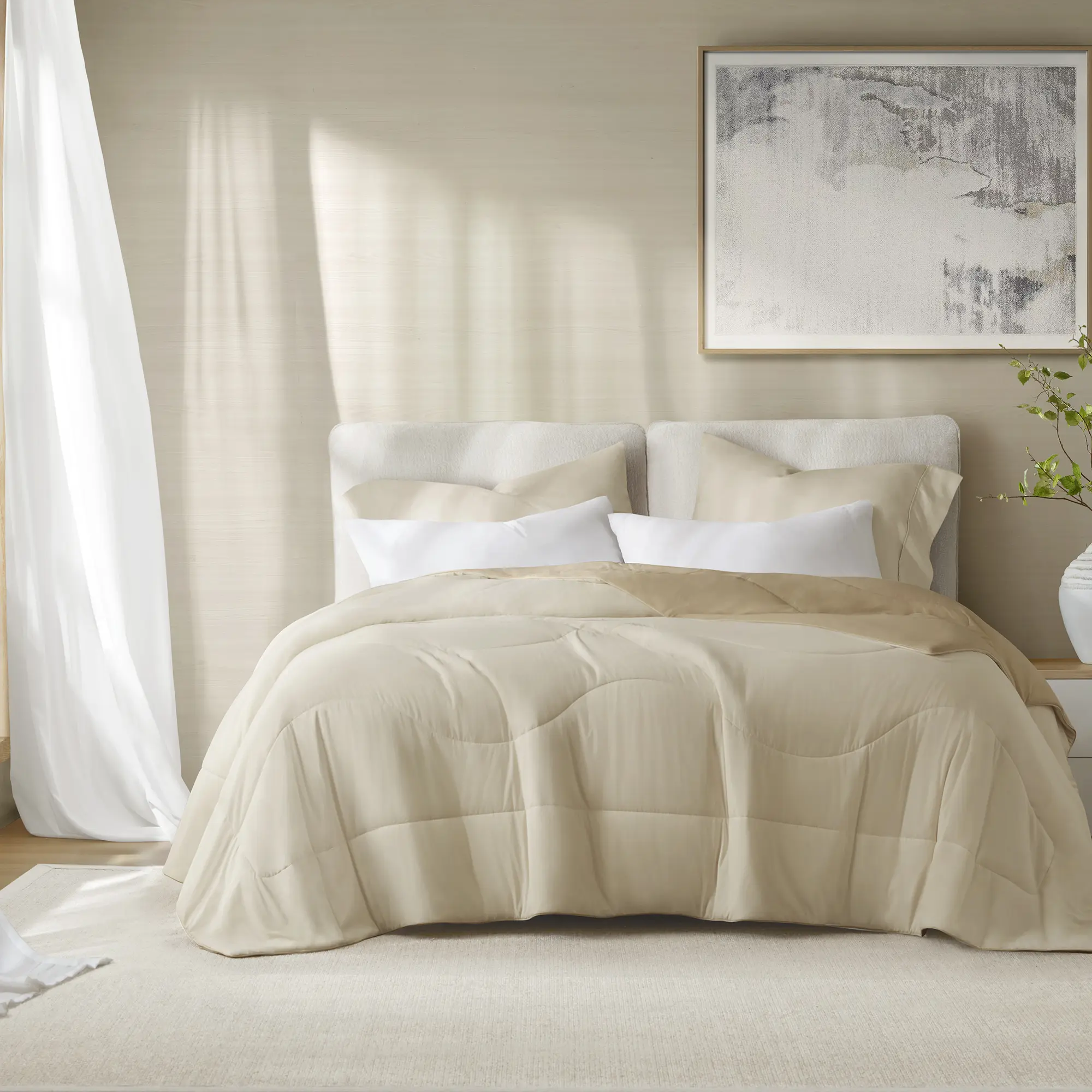 Nokaa King/Cal King Reversible Tencel Comforter Blanket – Linen Soft Breathable All-Season Bedding for Master Bedroom Guest Room Hotel Dorm Lightweight Warm Cozy Coverlet Throw Blanket