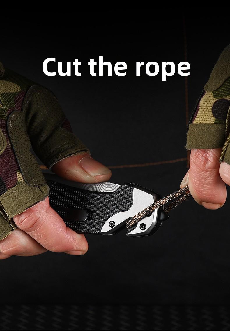 Damascus Tactical Survival Knife G10 Handle Camping Folding Knife Stainless Steel Outdoor Pocket Knife