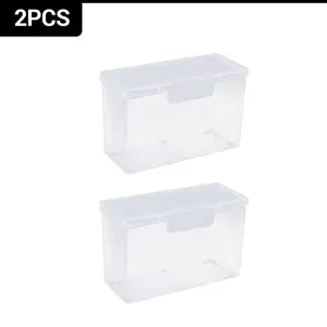 2Pcs Clear PP Plastic Trading Card Storage Box, 10.5x4x6.6cm 45 Mil Thick Card Organizer, Lock Latch Design Holds 100+ Game Cards, Dustproof Portable Container for Baseball Cards, Coins, Jewelry & Small Craft Supplies
