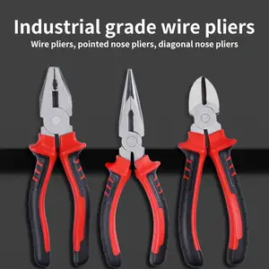 Industrial Grade Chrome Vanadium Steel Pliers Set, Multi-Functional Electrician Tools, Diagonal and Needle Nose Pliers, Durable Wire Cutting and Screw Driving