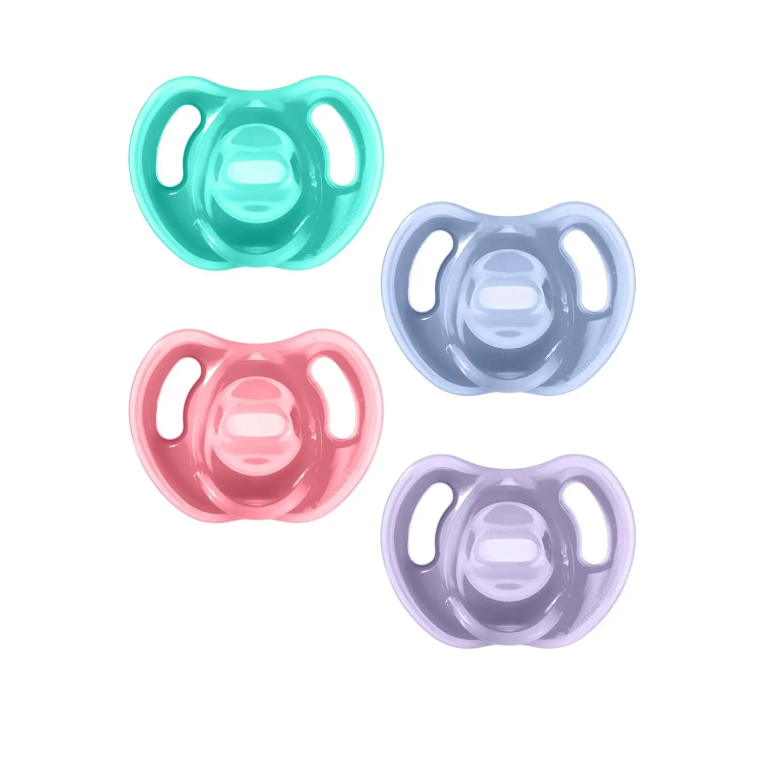 Ultra-Light Silicone Pacifier, 18-36 Months, Symmetrical One-Piece Design, BPA-Free Silicone Binkies, Pink/Violet/Green, Pack of 4