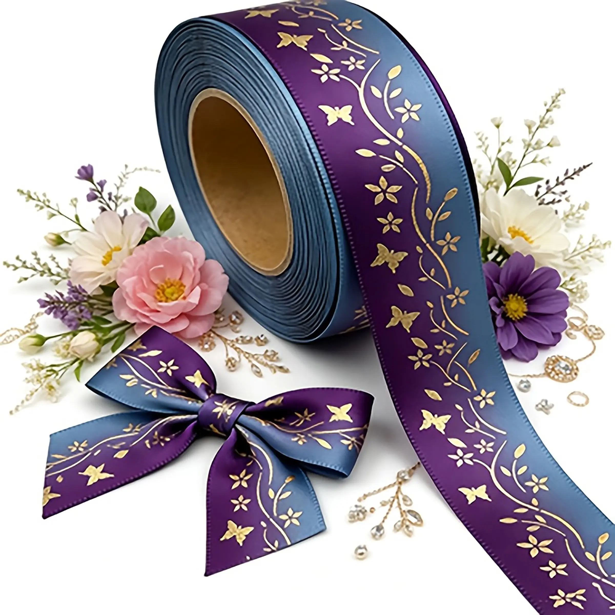 Gradient Satin Ribbon 2 Yards, Ideal for Gift Wrapping, Cake Decoration, Hair Accessories, DIY Crafts, Festival Decorations