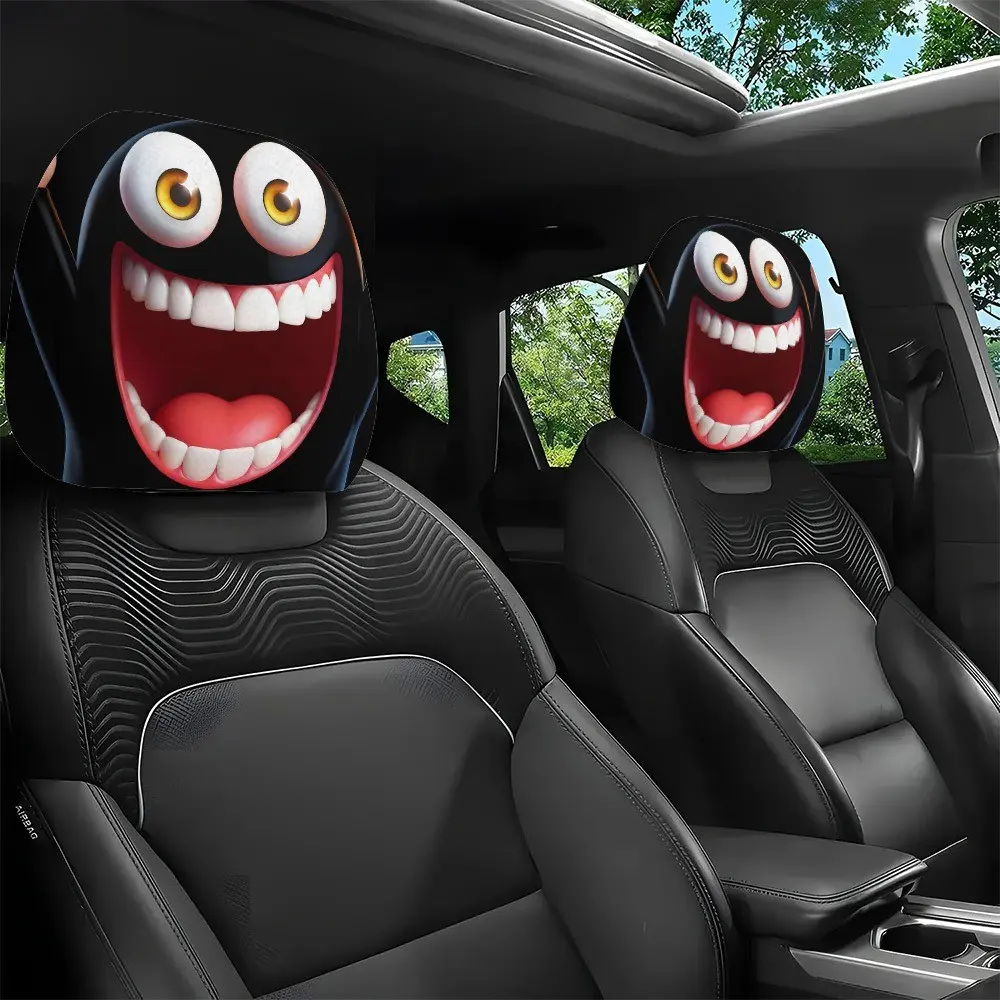 2-Pack Cartoon Big Eye Funny Car Headrest Covers, Fun Car Decor, Easy Installation, All-Season, Perfect for Travel, Friends Pickup, Fun Interior, Fun Car Accessories