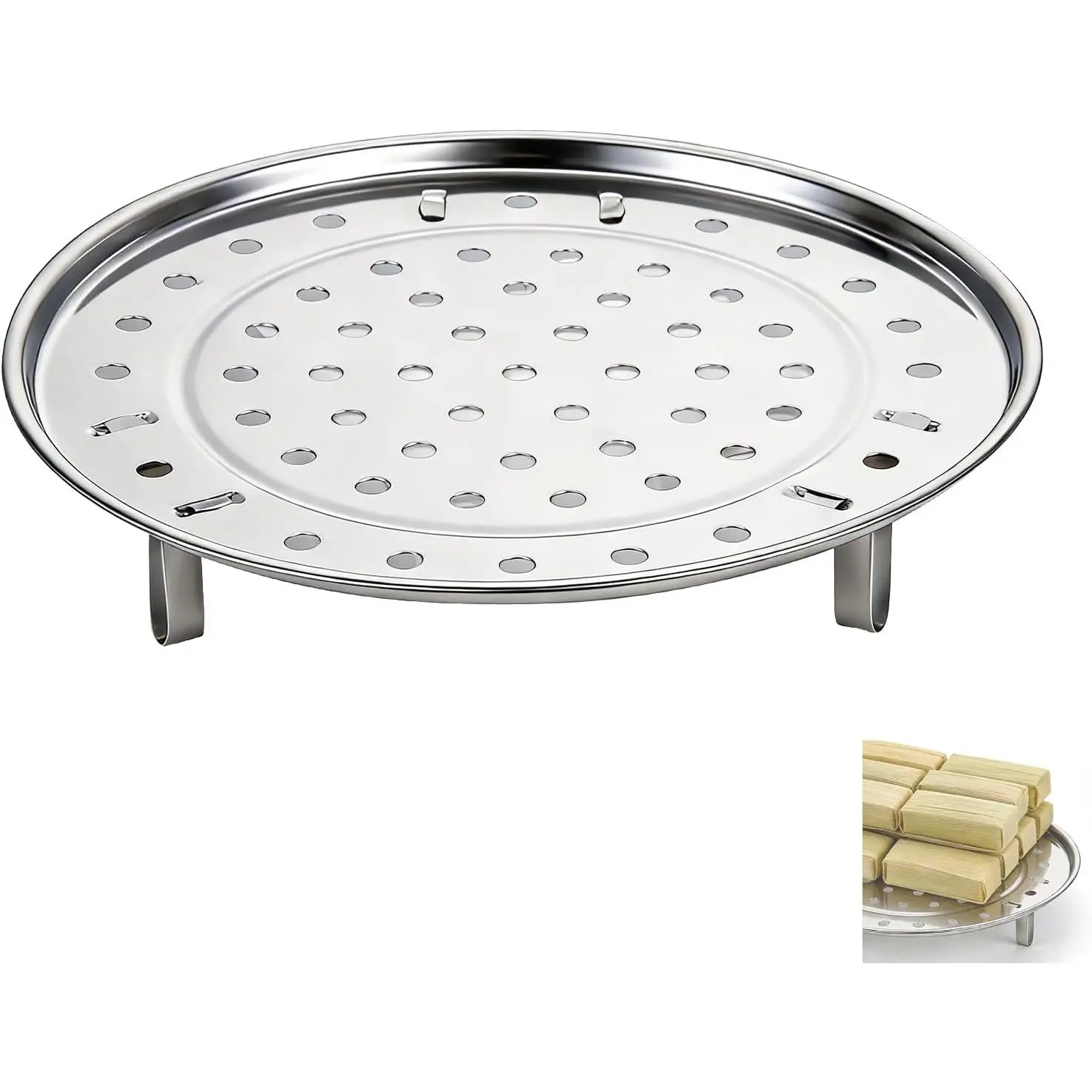 Tamale Steamer Pot Insert, Tamale Steamer Rack for Pots, 304 Stainless Steel Rack with Removable , Evenly Spaced Vent Holes, Easy to Clean, Fits  Pots and  Cooker