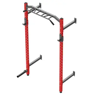 Wall Mounted Squat Rack Carbon Steel Multi Grip Heavy Duty Strength Training Equipment 800lb Capacity Space Saving Garage Gym Fitness Rack
